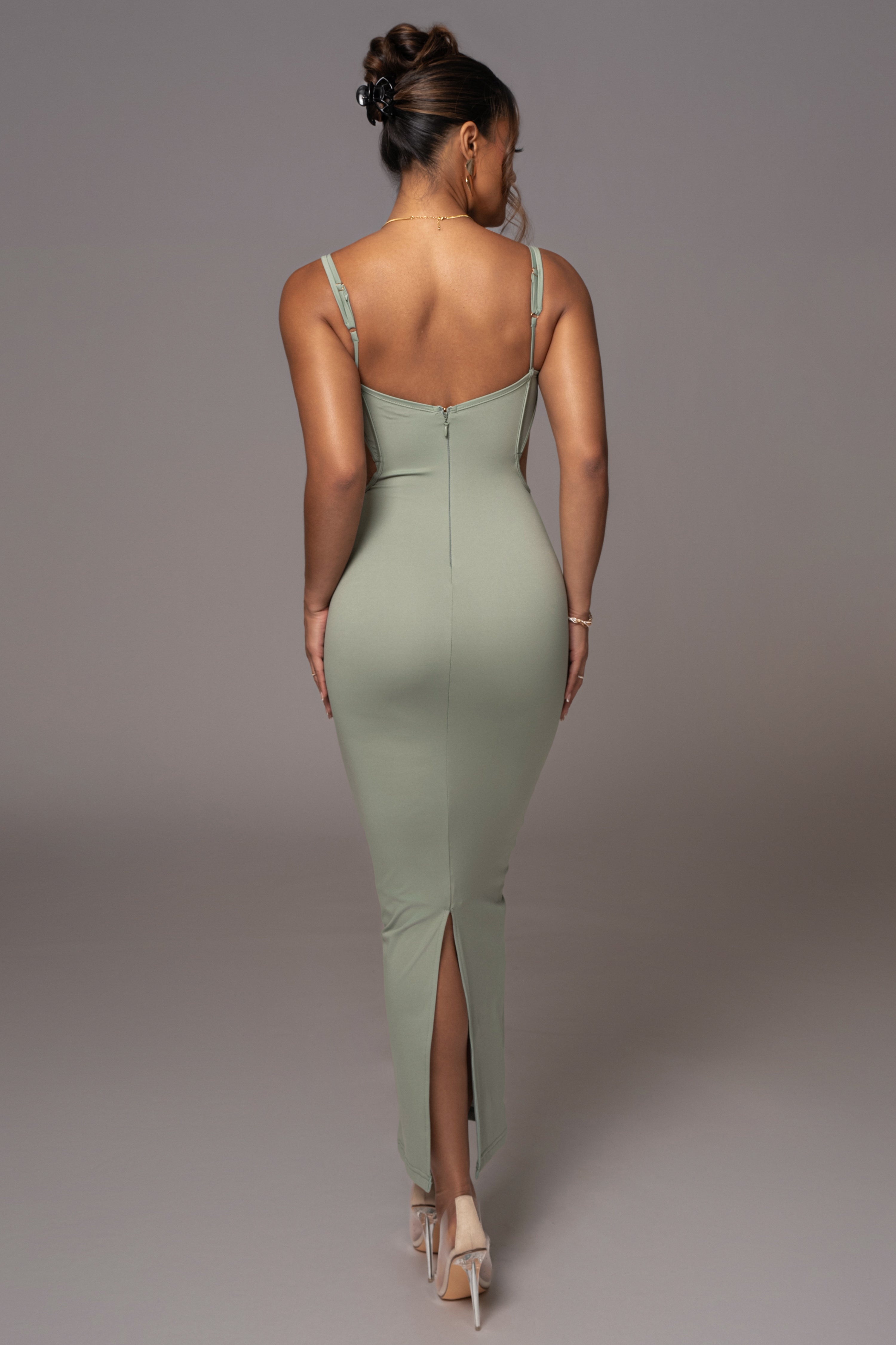 Olive Enchantment Bustier Maxi Dress - JLUXLABEL