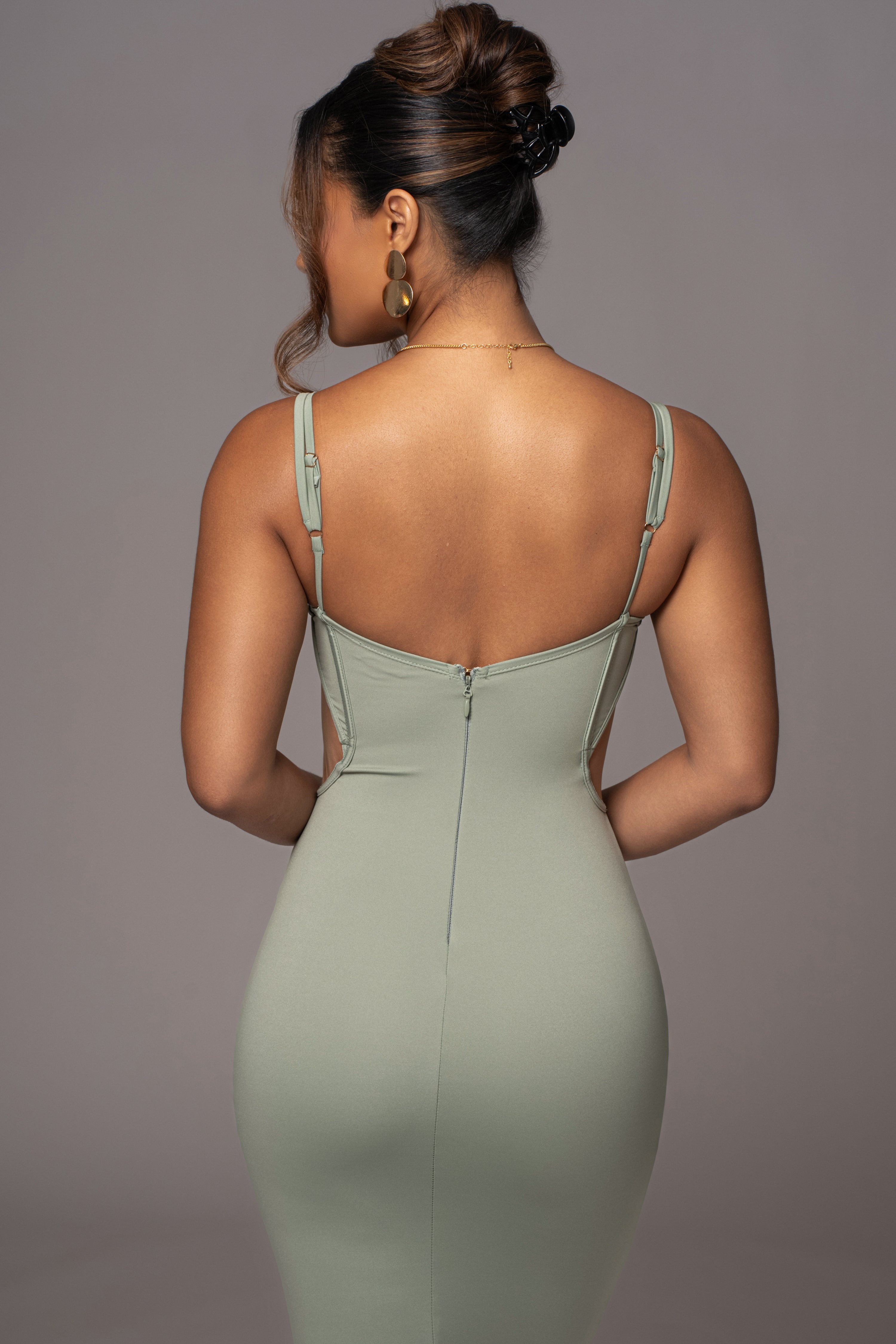 Olive Enchantment Bustier Maxi Dress - JLUXLABEL