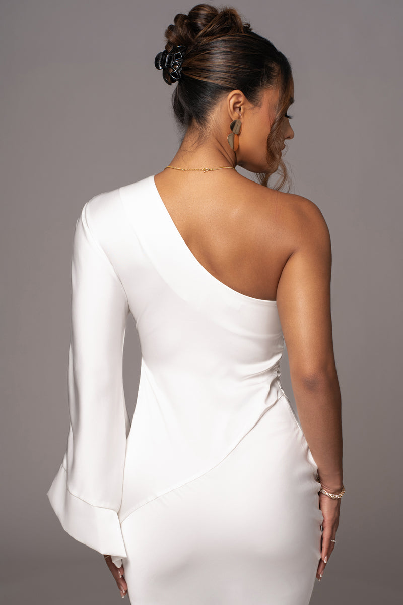 Ivory Femme Drape Maxi Dress - JLUXLABEL