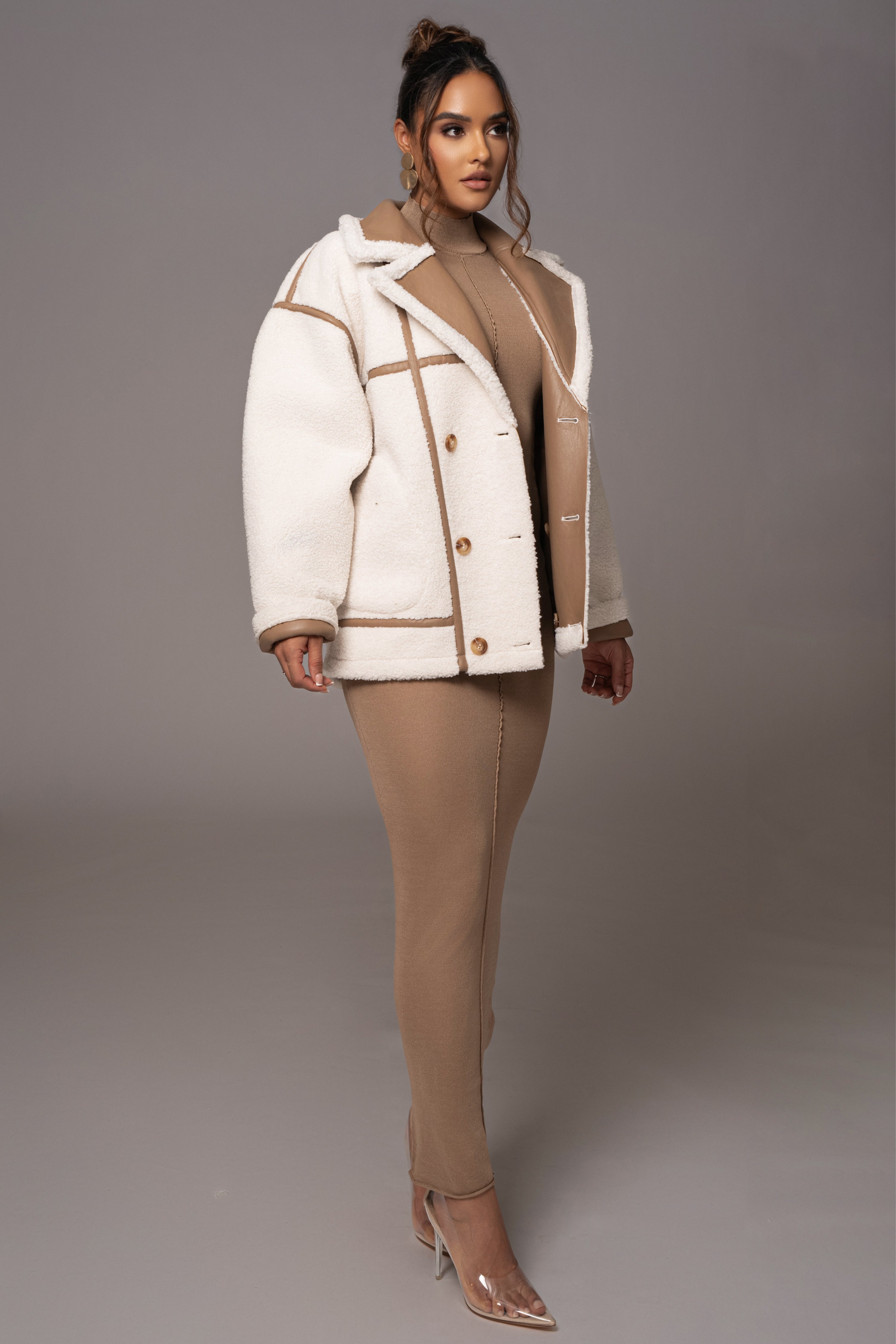 Tan Never Settle Reversible Teddy Jacket - JLUXLABEL