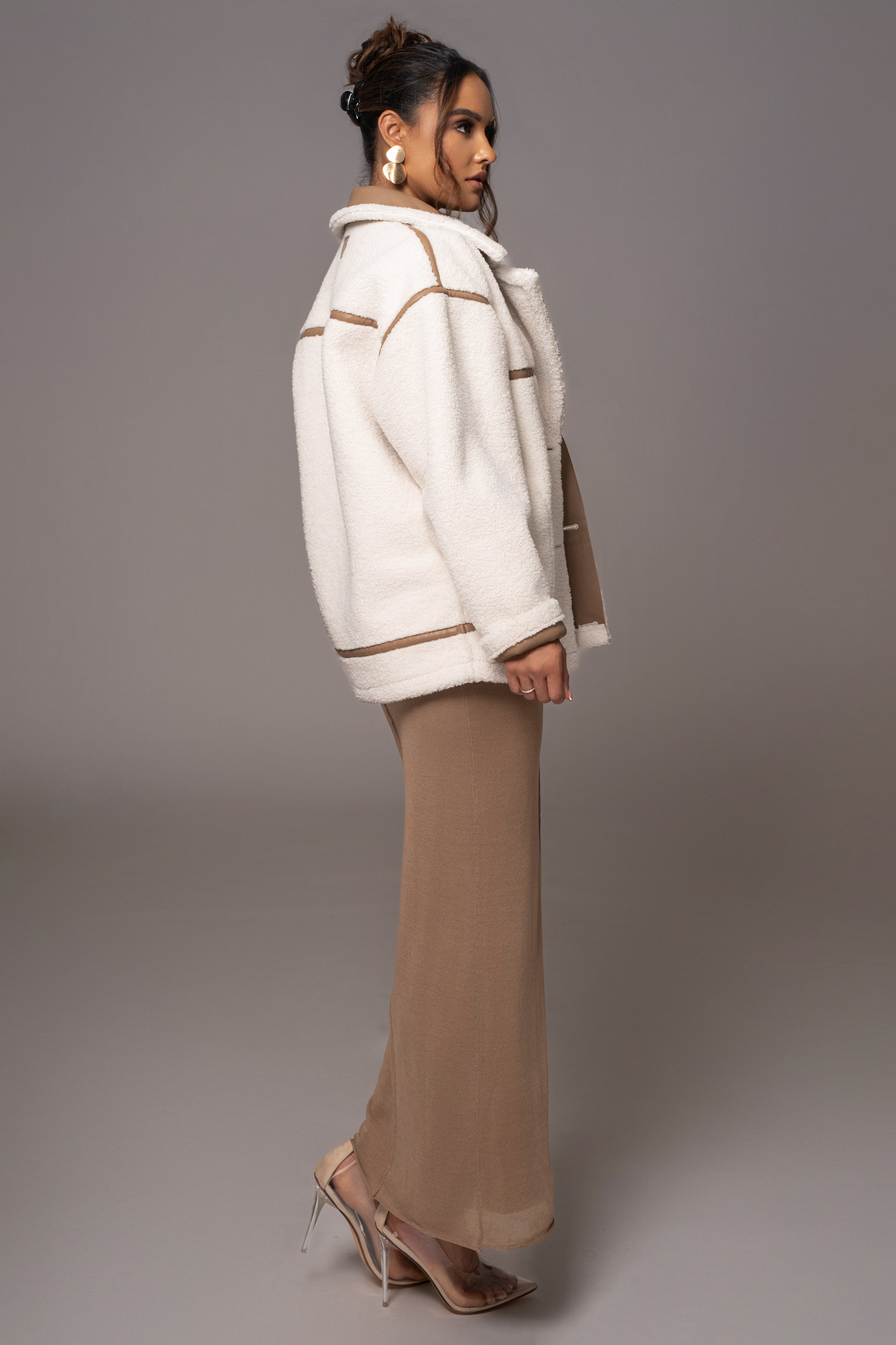 Tan Never Settle Reversible Teddy Jacket - JLUXLABEL