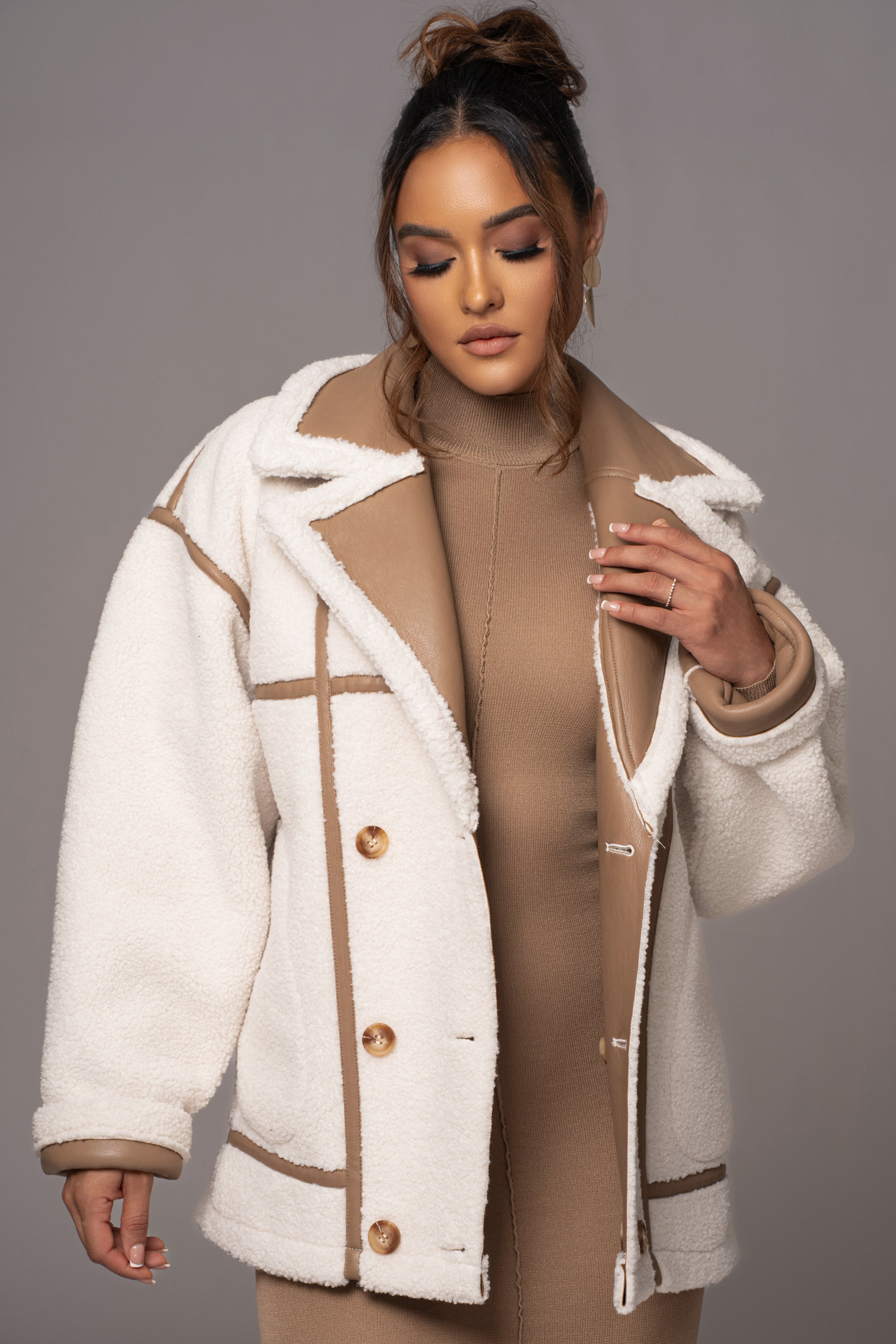 Tan Never Settle Reversible Teddy Jacket - JLUXLABEL