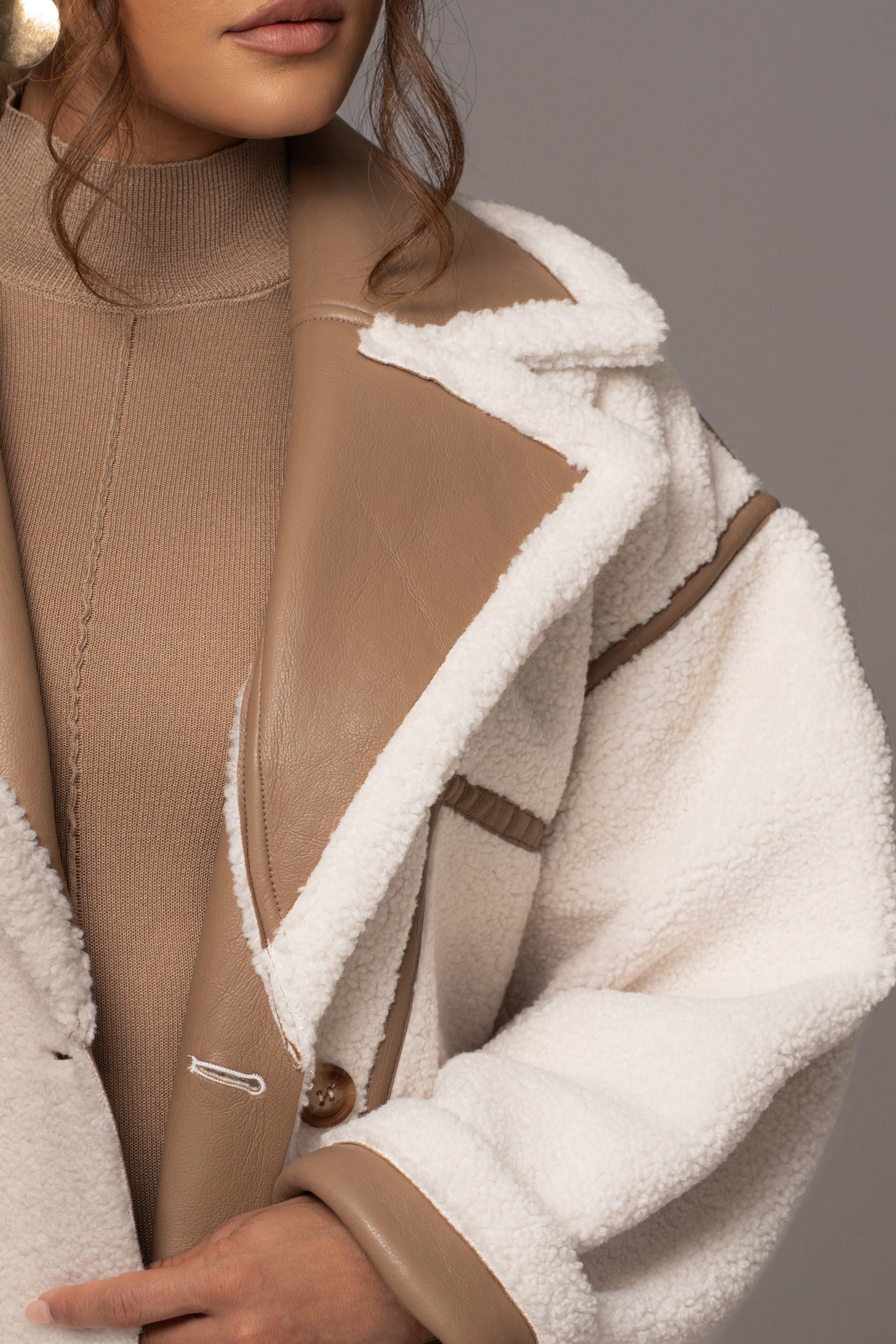 Tan Never Settle Reversible Teddy Jacket - JLUXLABEL