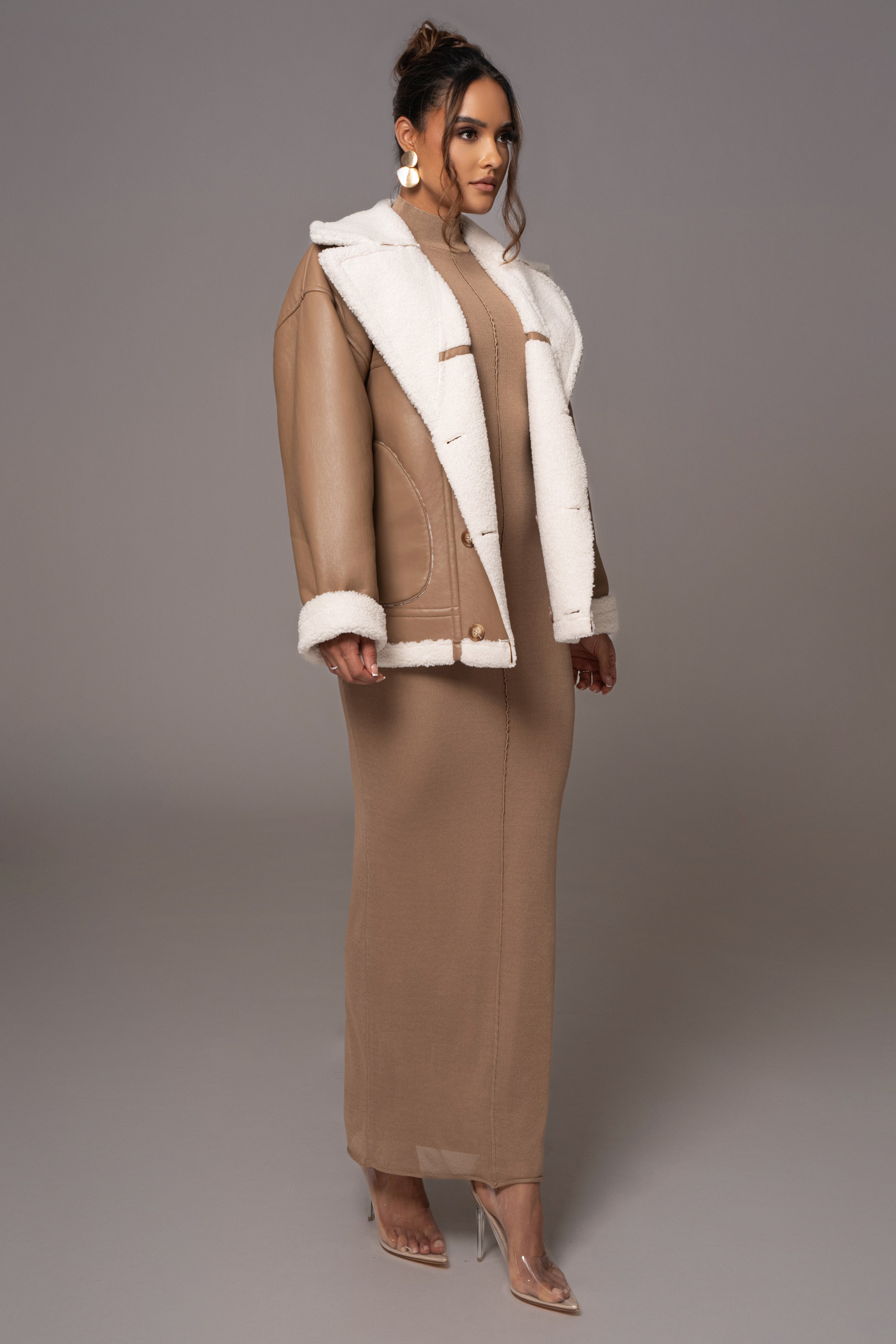 Tan Never Settle Reversible Teddy Jacket - JLUXLABEL