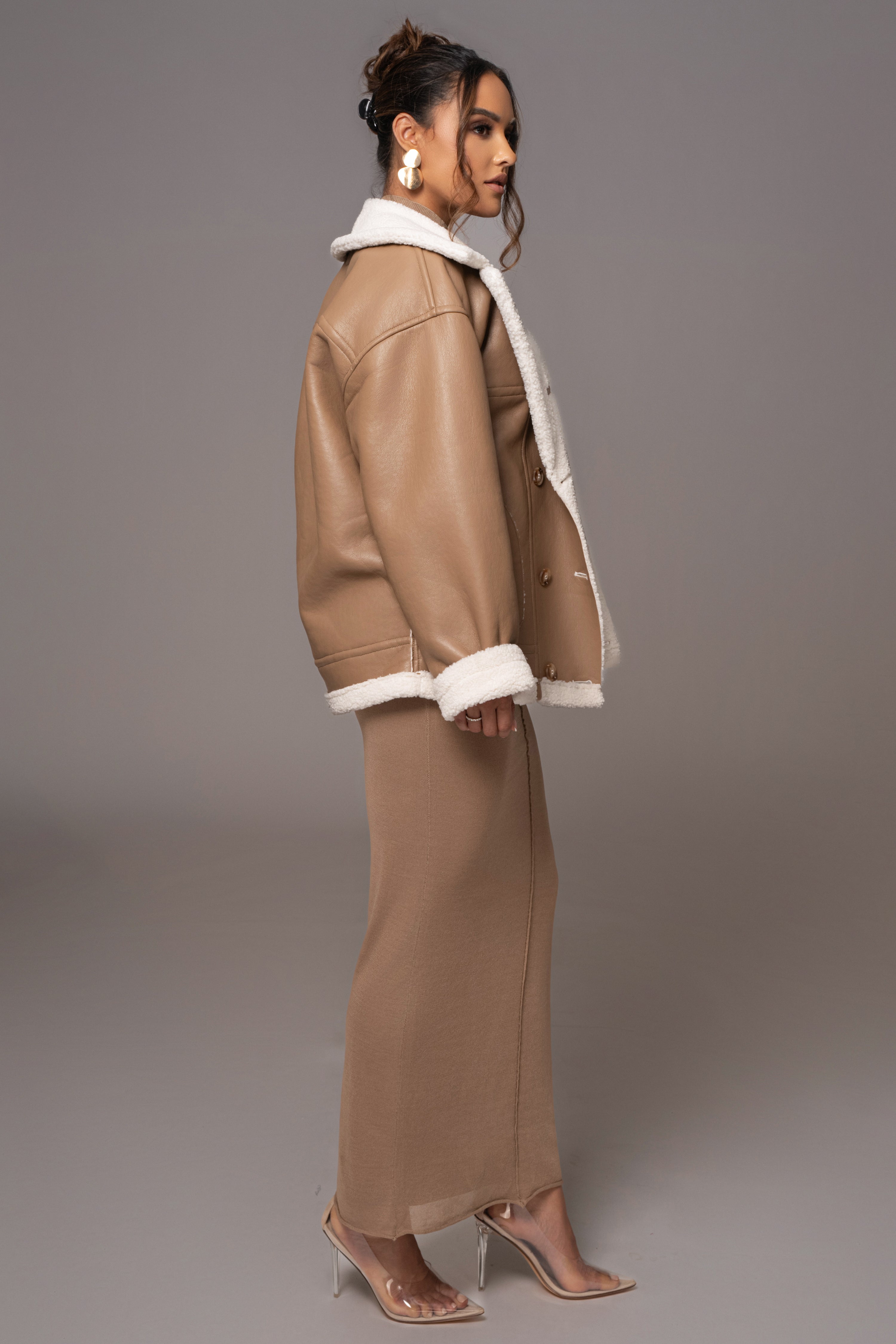 Tan Never Settle Reversible Teddy Jacket - JLUXLABEL