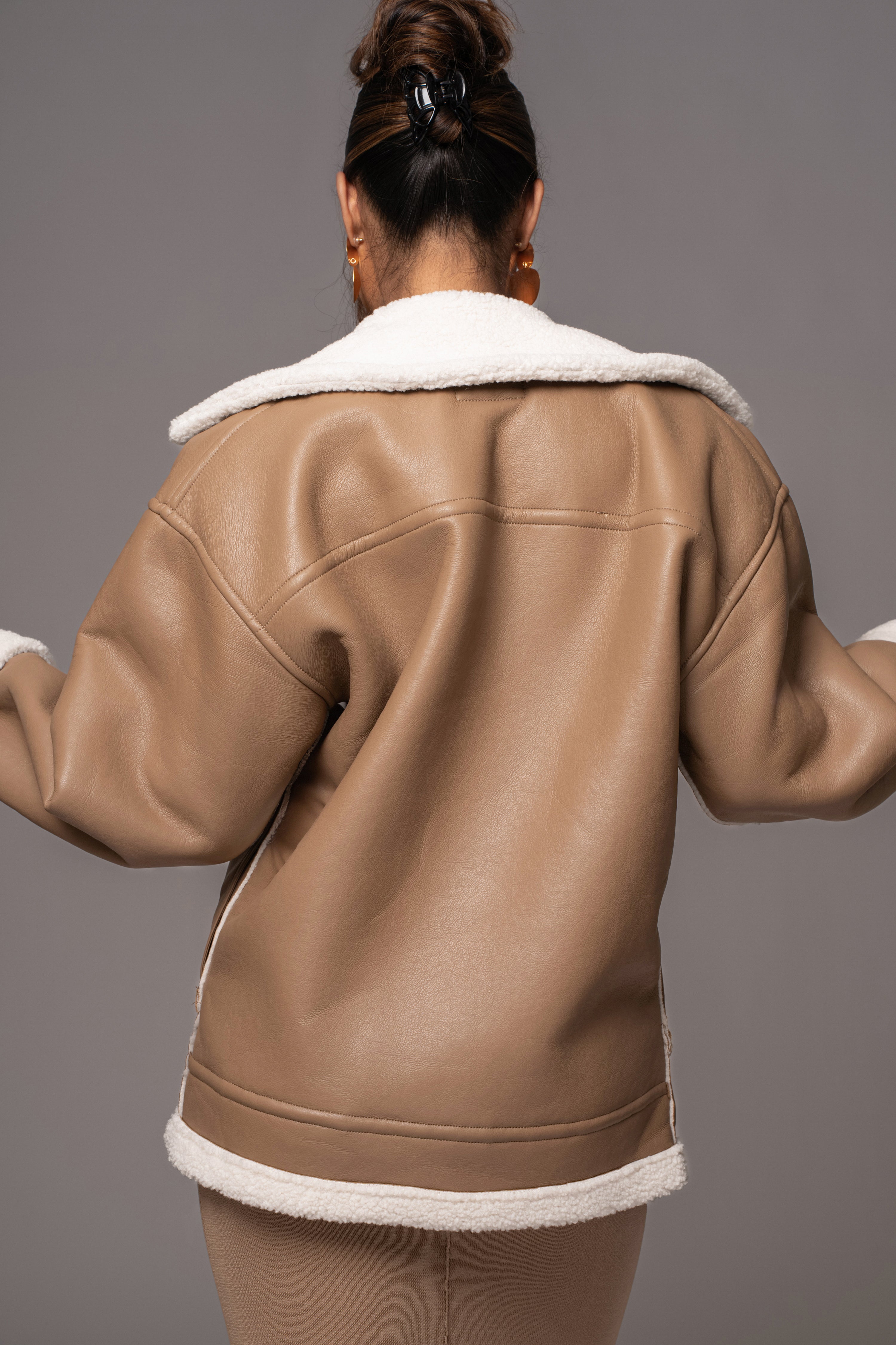 Tan Never Settle Reversible Teddy Jacket - JLUXLABEL