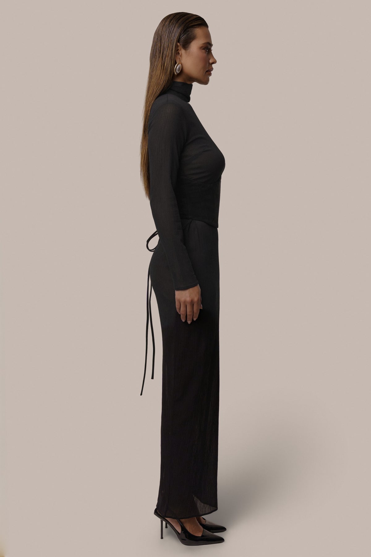 Black Hourglass Suede Maxi Dress