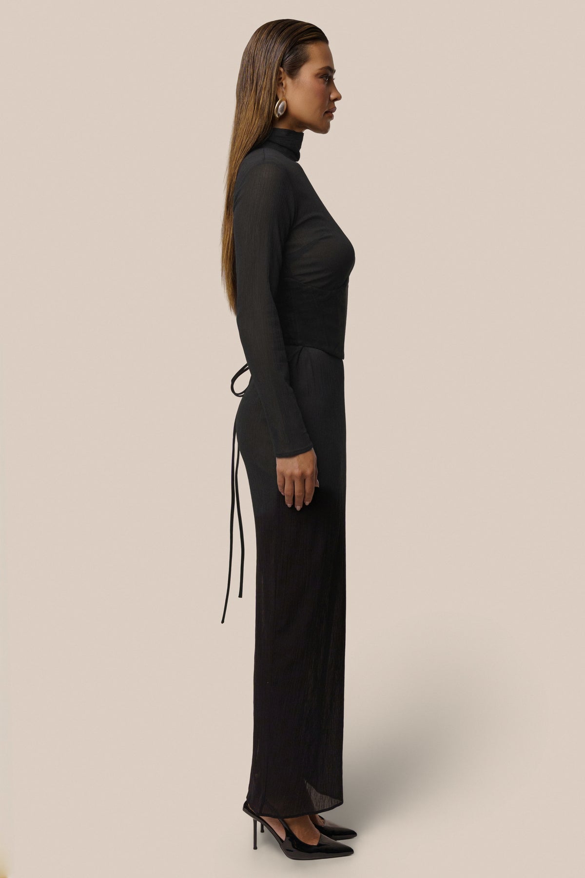 Black Hourglass Suede Maxi Dress - JLUXLABEL