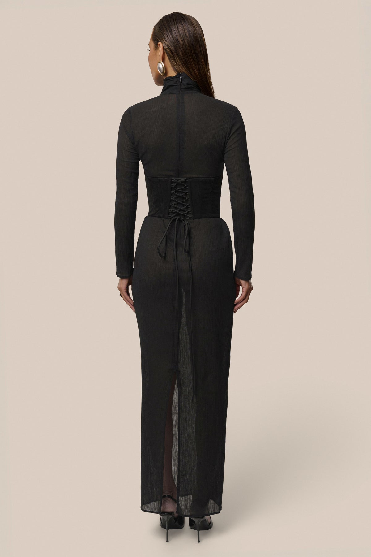 Black Hourglass Suede Maxi Dress - JLUXLABEL