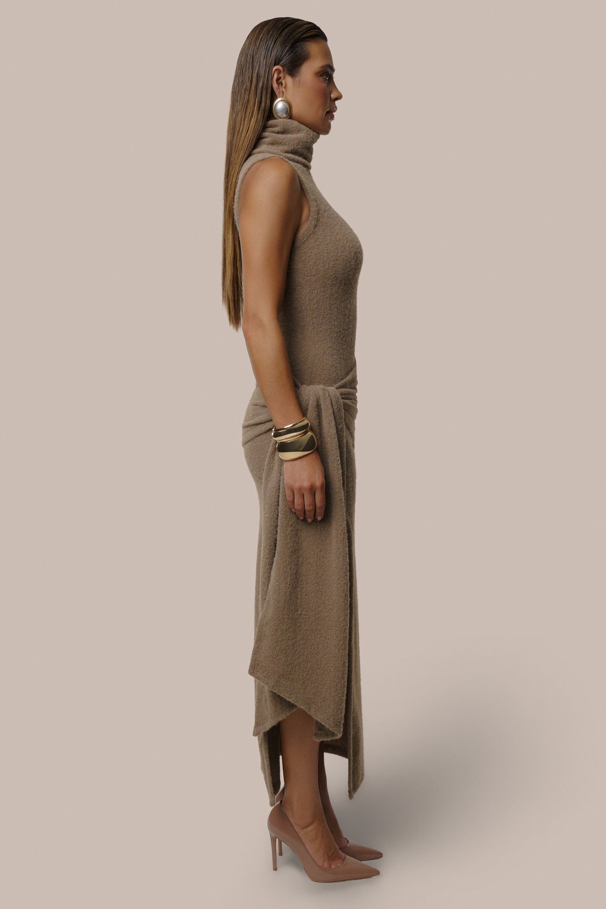 Brown Vivienne Wrap Maxi Dress - JLUXLABEL