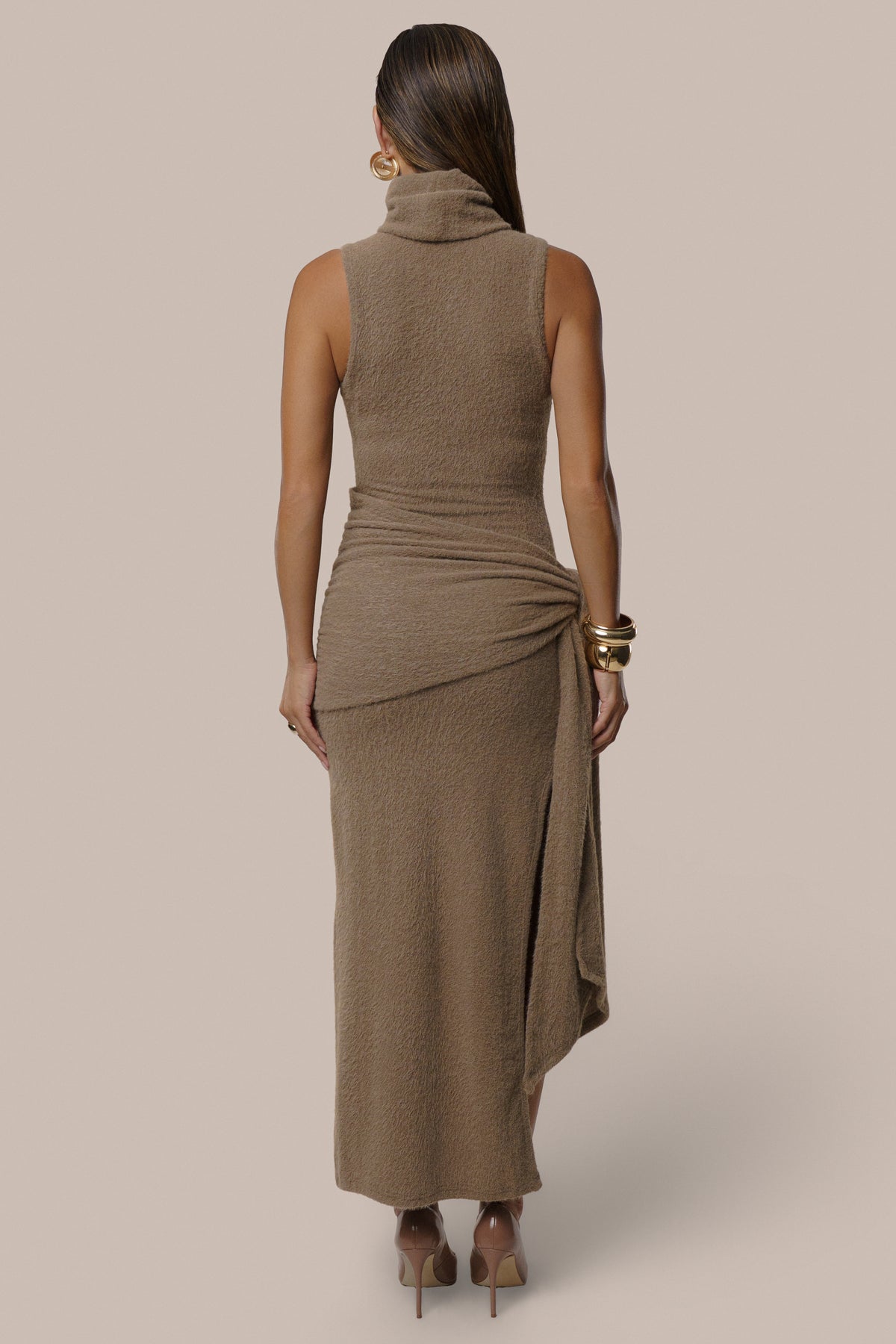 Brown Vivienne Wrap Maxi Dress - JLUXLABEL