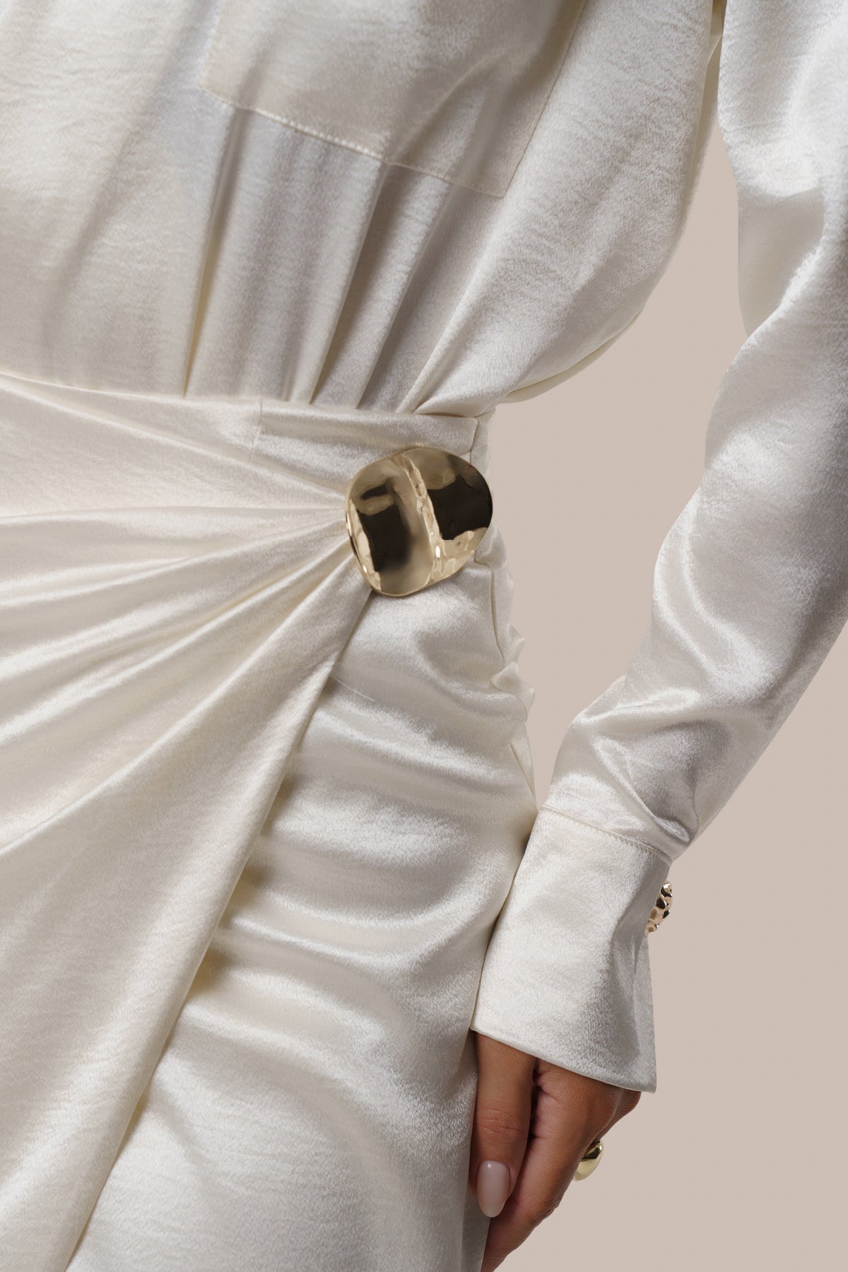 Ivory Dreamer Satin Maxi Skirt