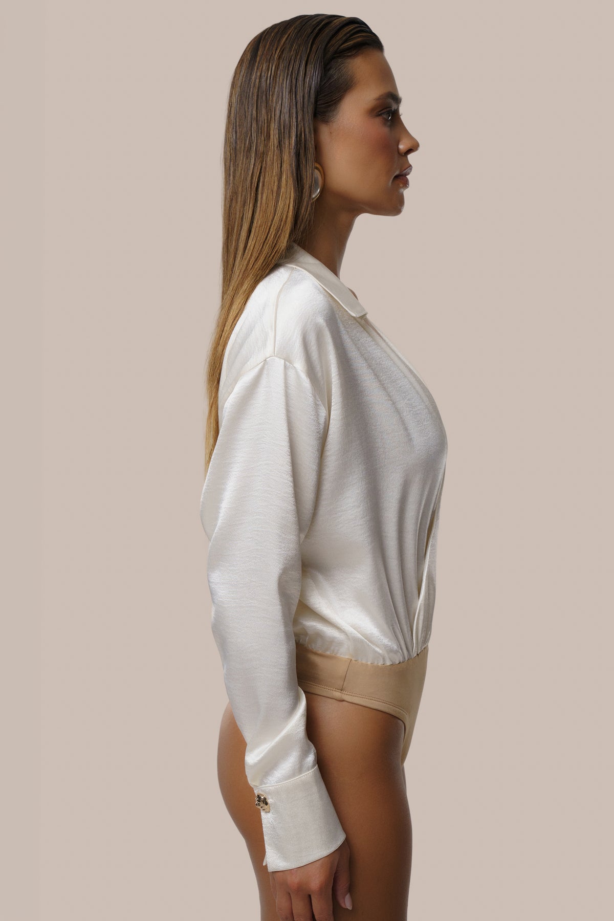 Ivory Dreamer Satin Bodysuit