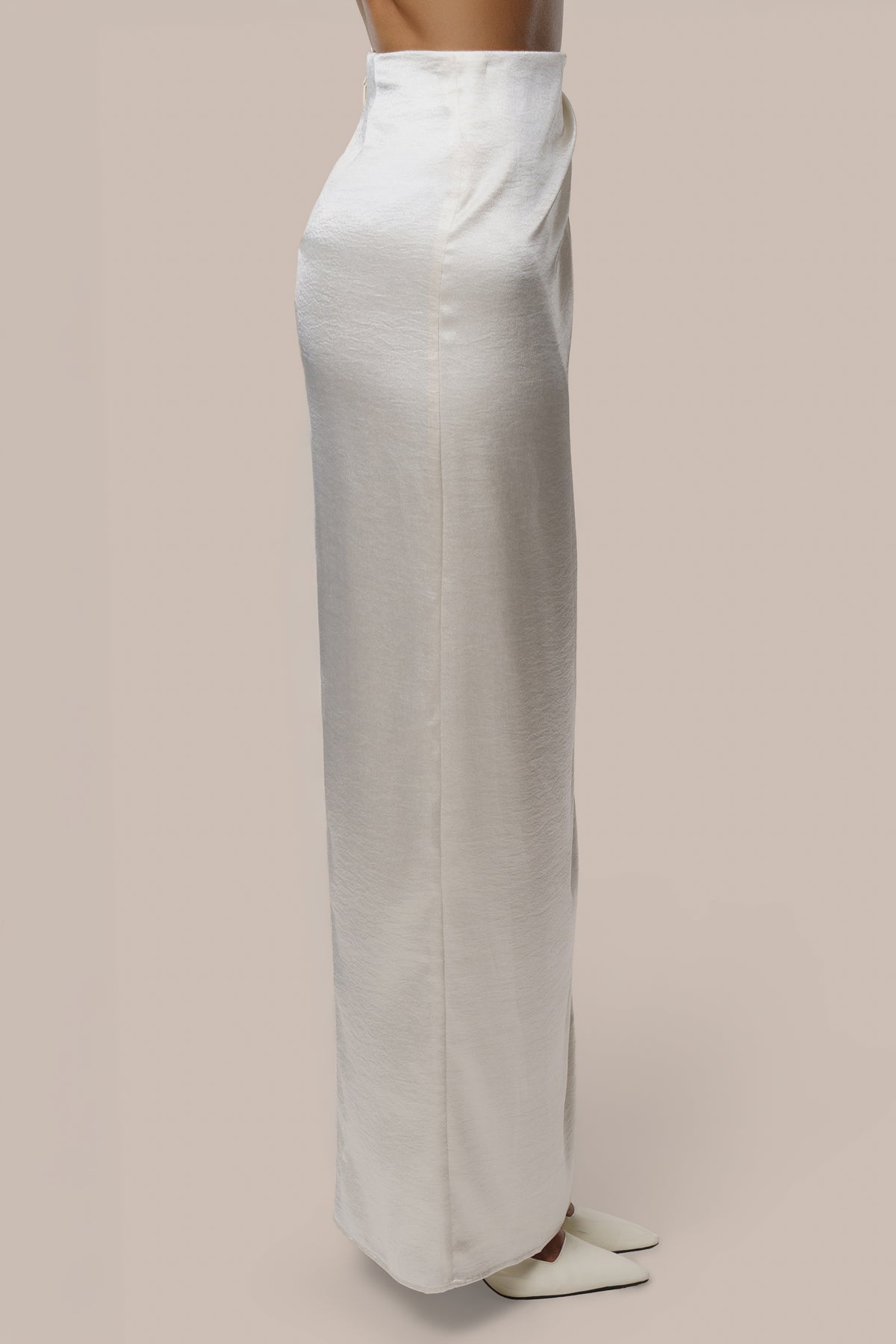 Ivory Dreamer Satin Maxi Skirt