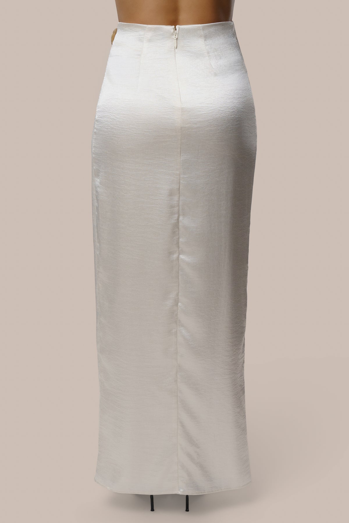 Ivory Dreamer Satin Maxi Skirt