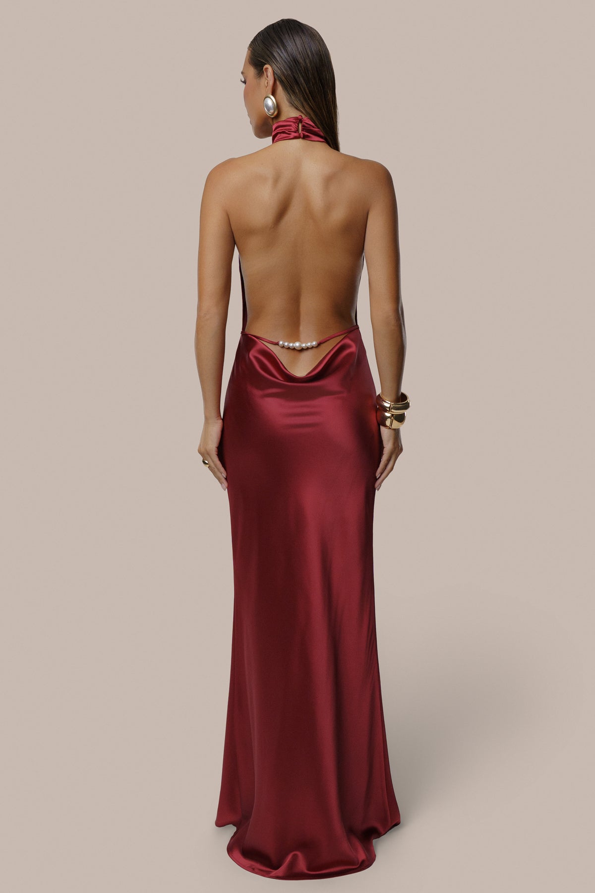 Burgundy Solstice Satin Maxi Dress
