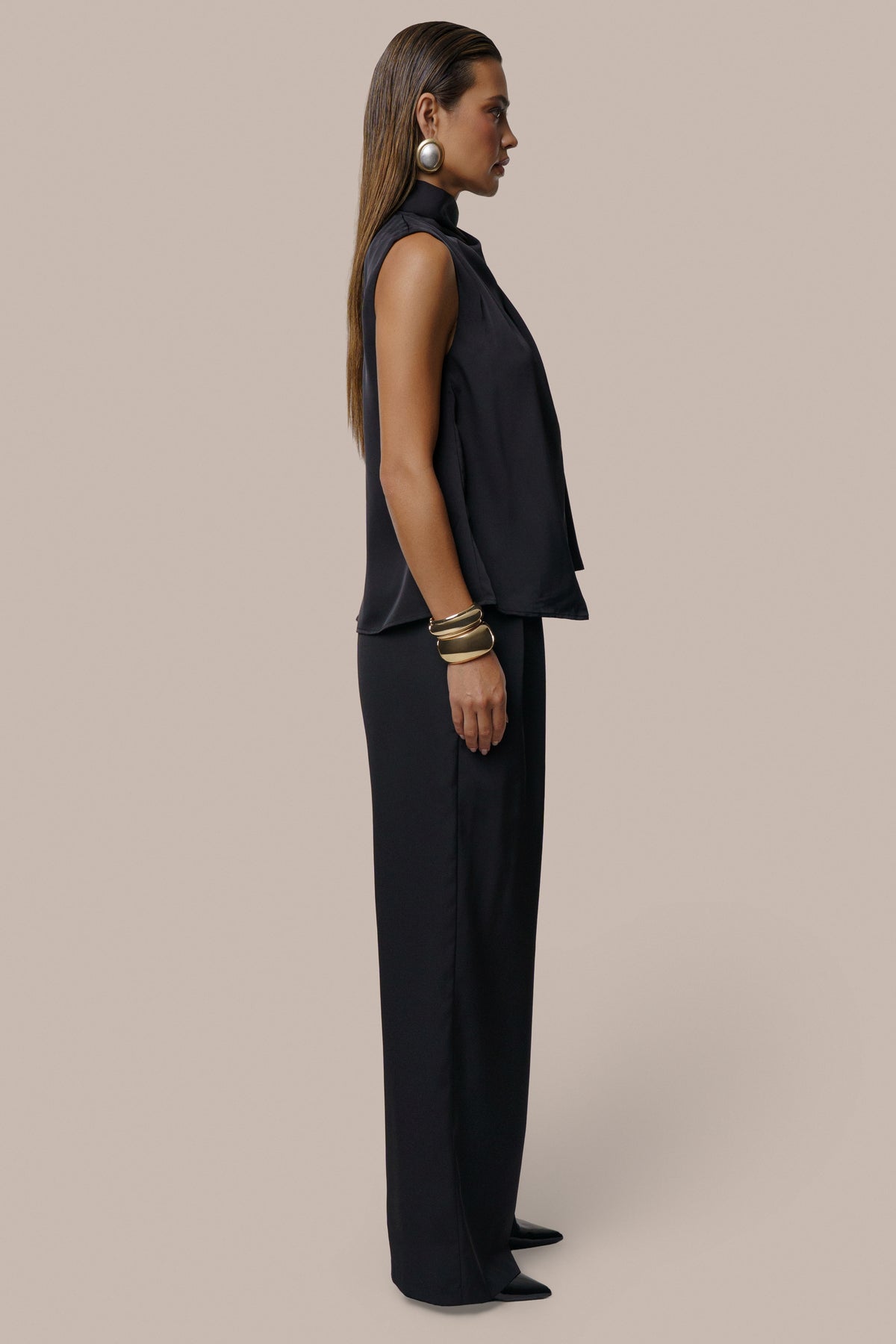 Black High Standards Drape Top - JLUXLABEL