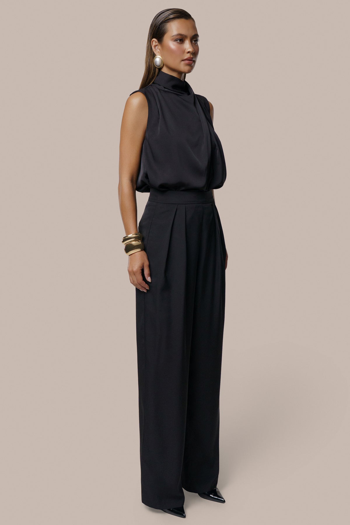 Black High Standards Drape Top - JLUXLABEL