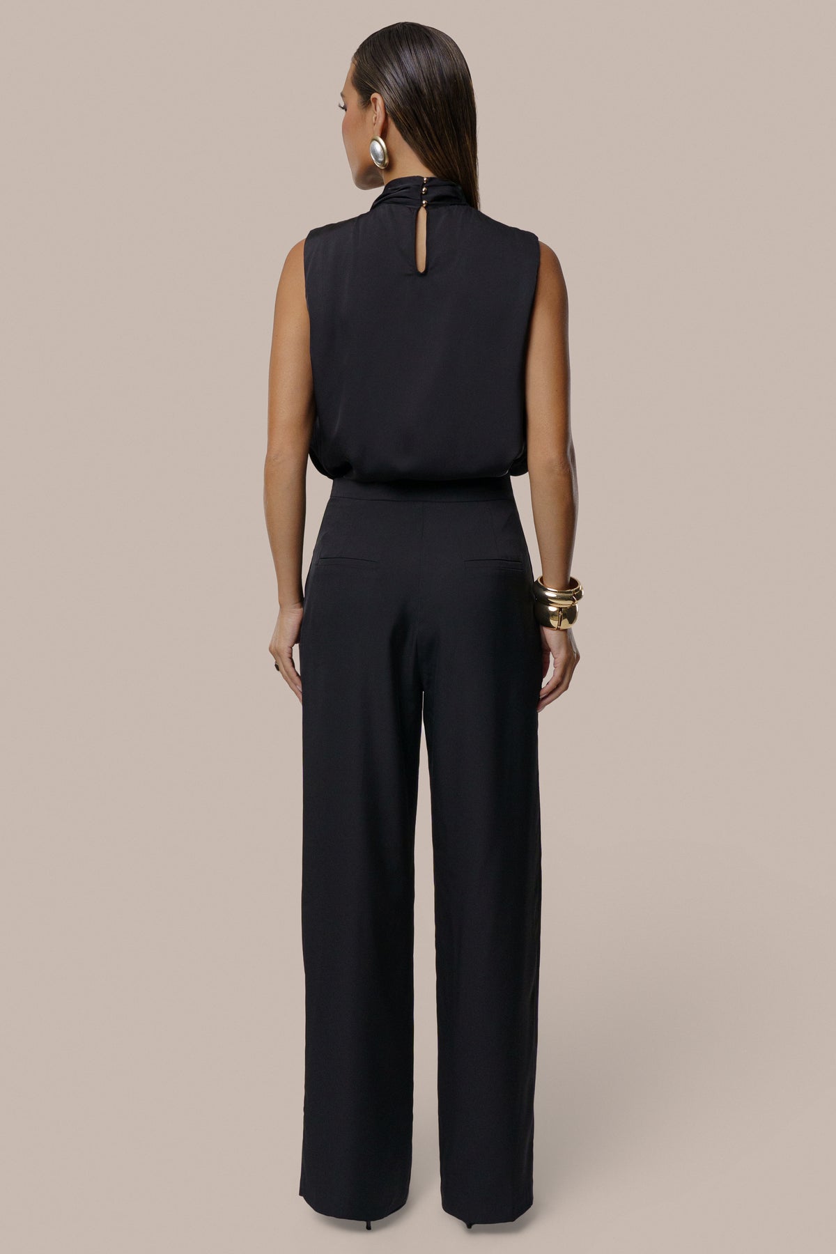 Black High Standards Drape Top - JLUXLABEL