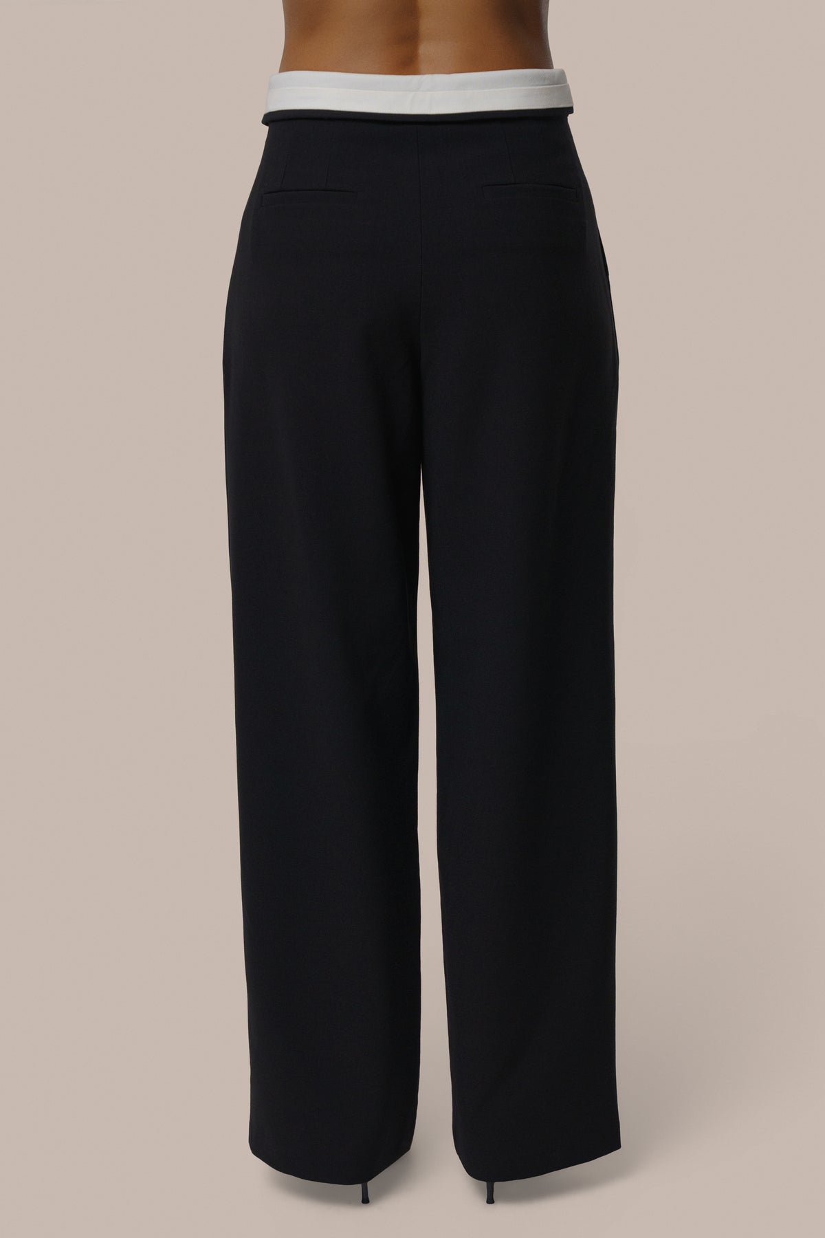 Black/Ivory Command Pleat Trouser