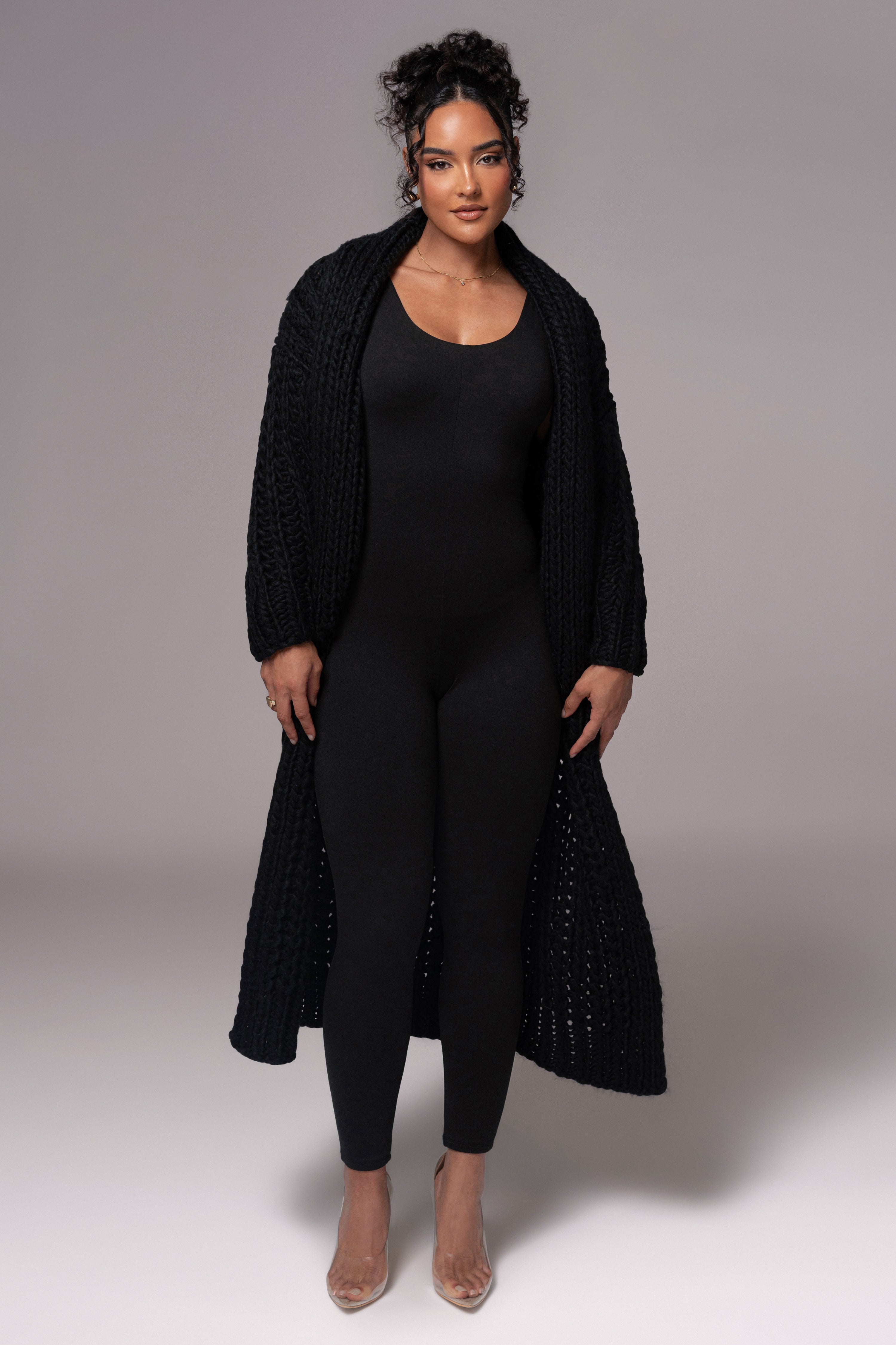 Black Hold Me Close Shawl Collar Cardigan - JLUXLABEL