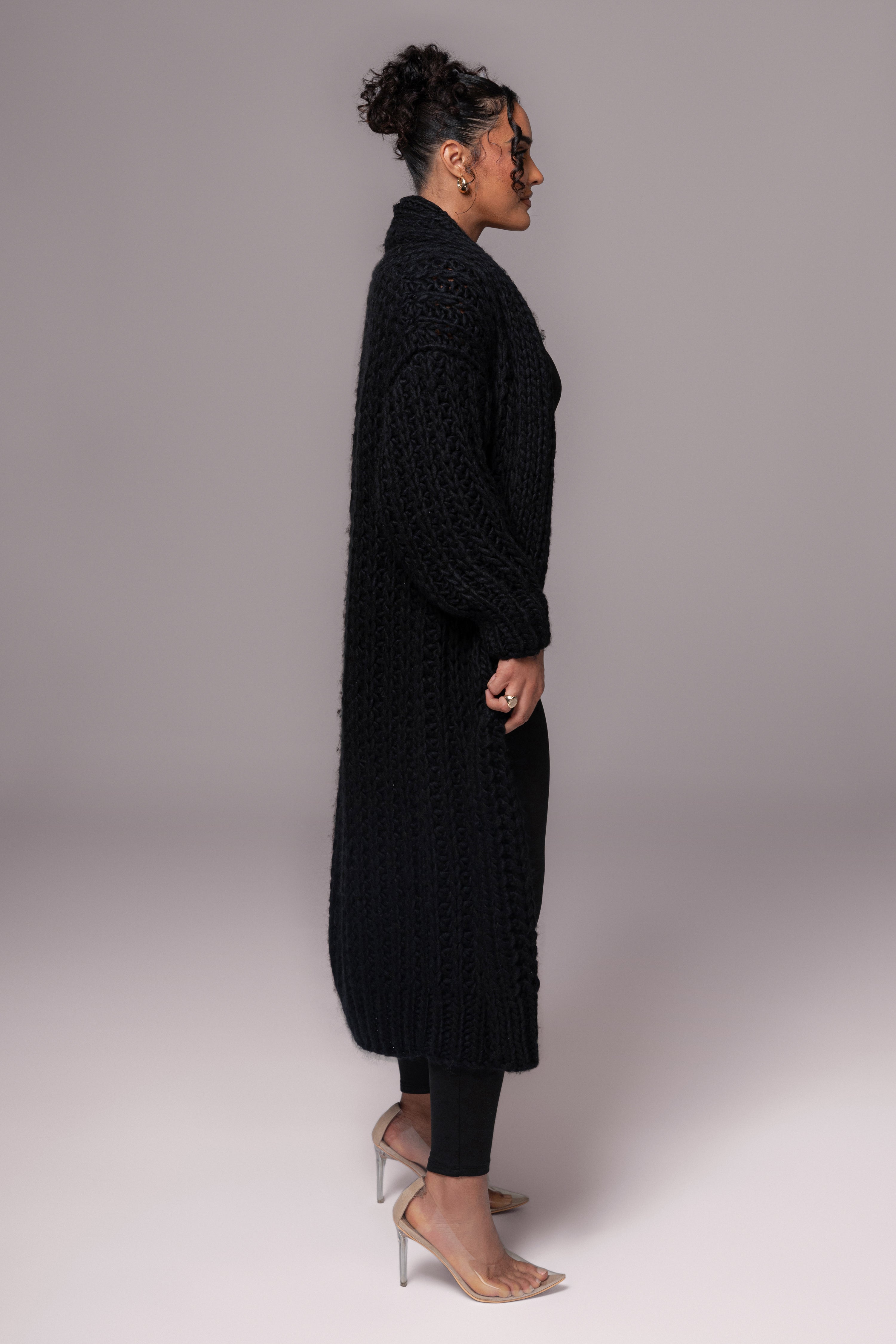 Black Hold Me Close Shawl Collar Cardigan - JLUXLABEL
