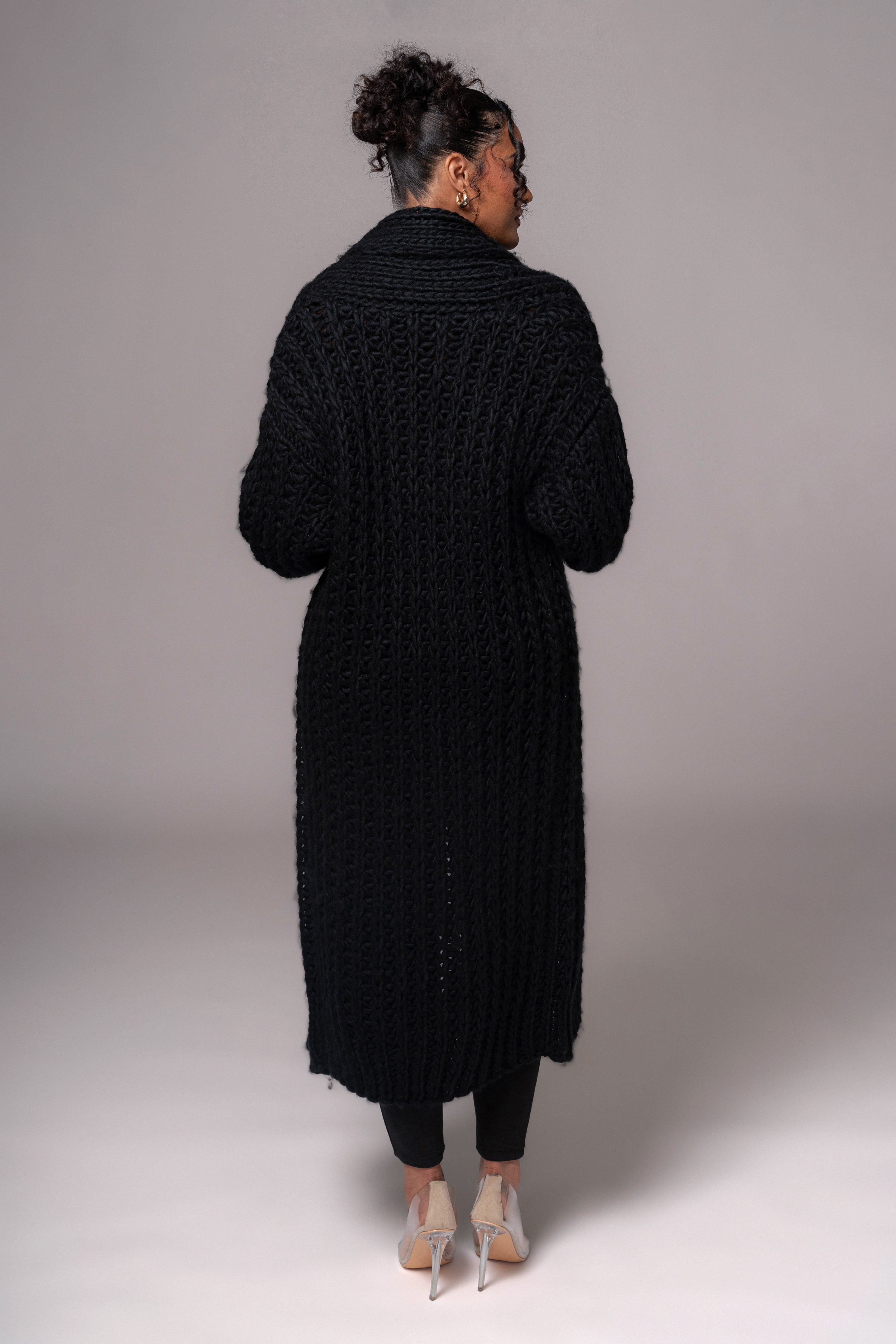 Black Hold Me Close Shawl Collar Cardigan - JLUXLABEL