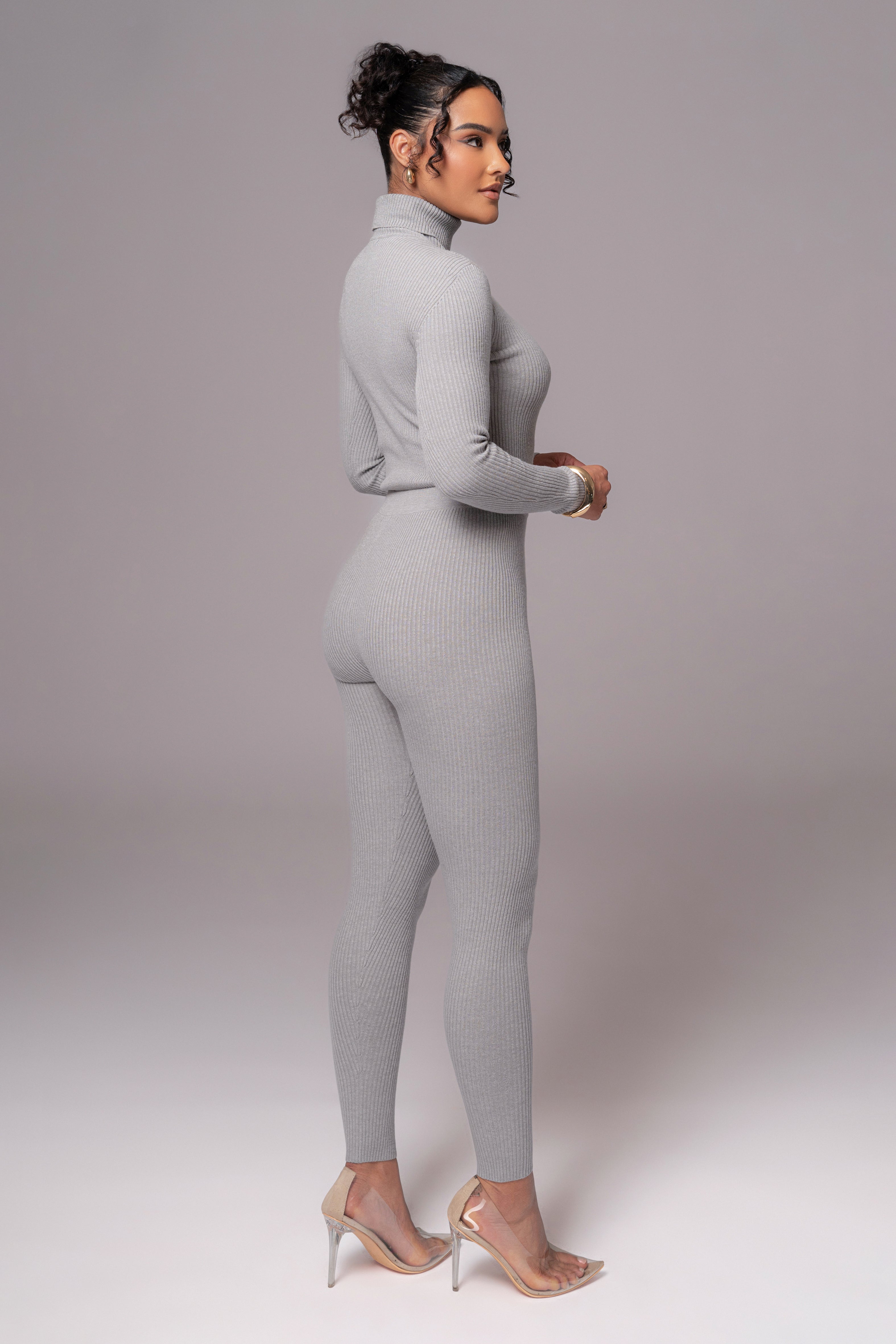 Heather Grey Naaya Ribbed Leggings - JLUXLABEL
