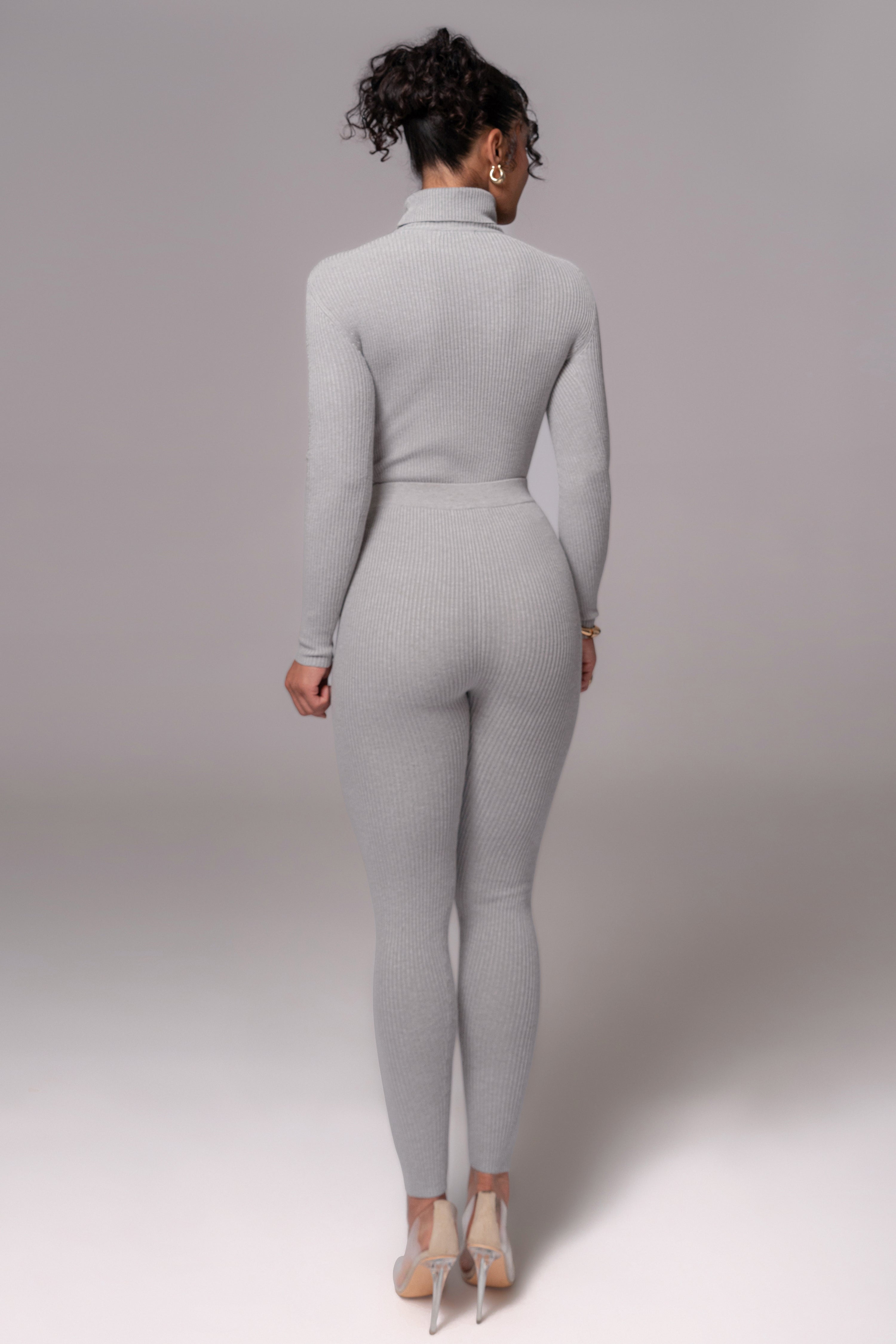 Heather Grey Naaya Ribbed Leggings - JLUXLABEL