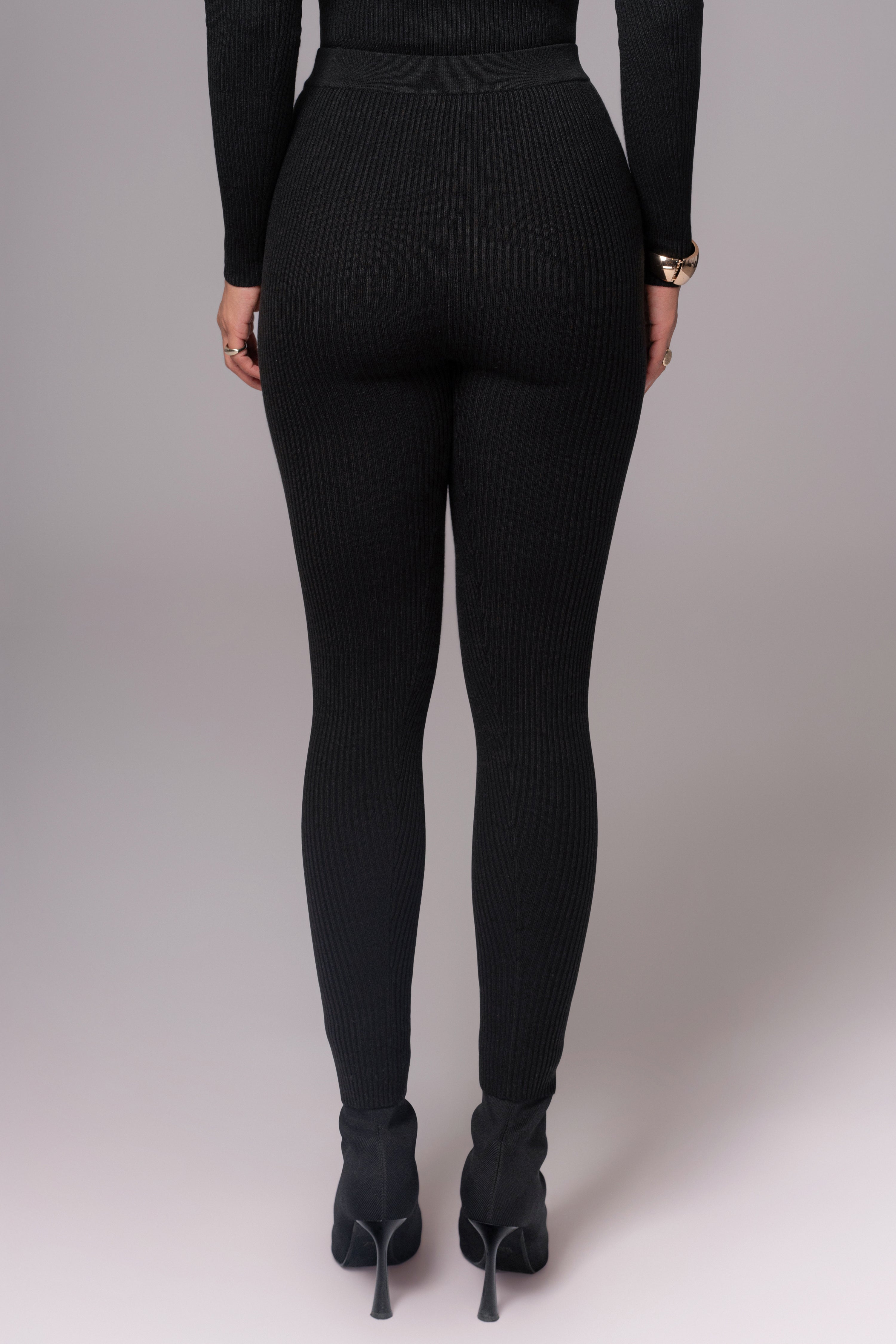 Black Naaya Ribbed Leggings - JLUXLABEL