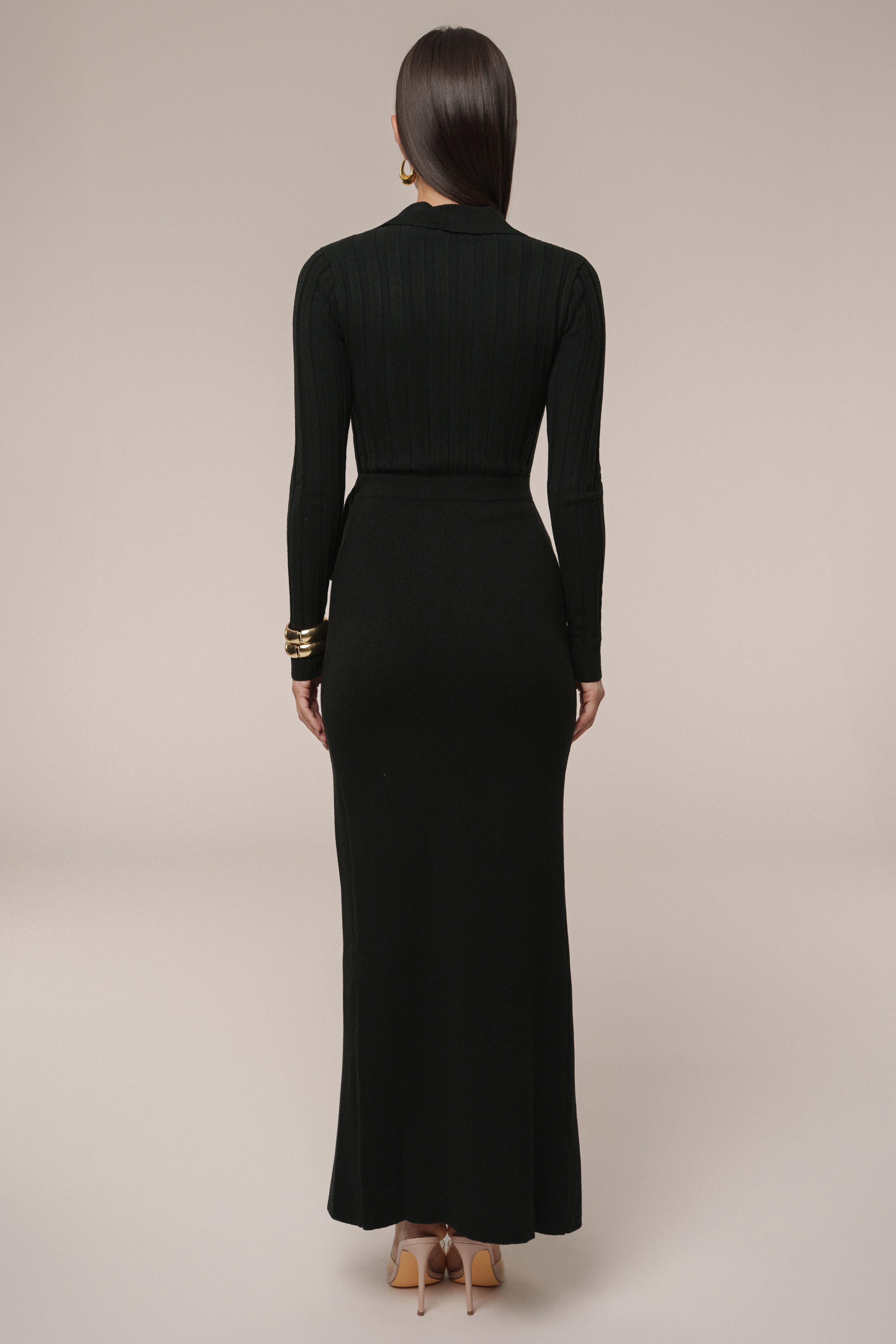 Black Emma Knit Maxi Dress - JLUXLABEL