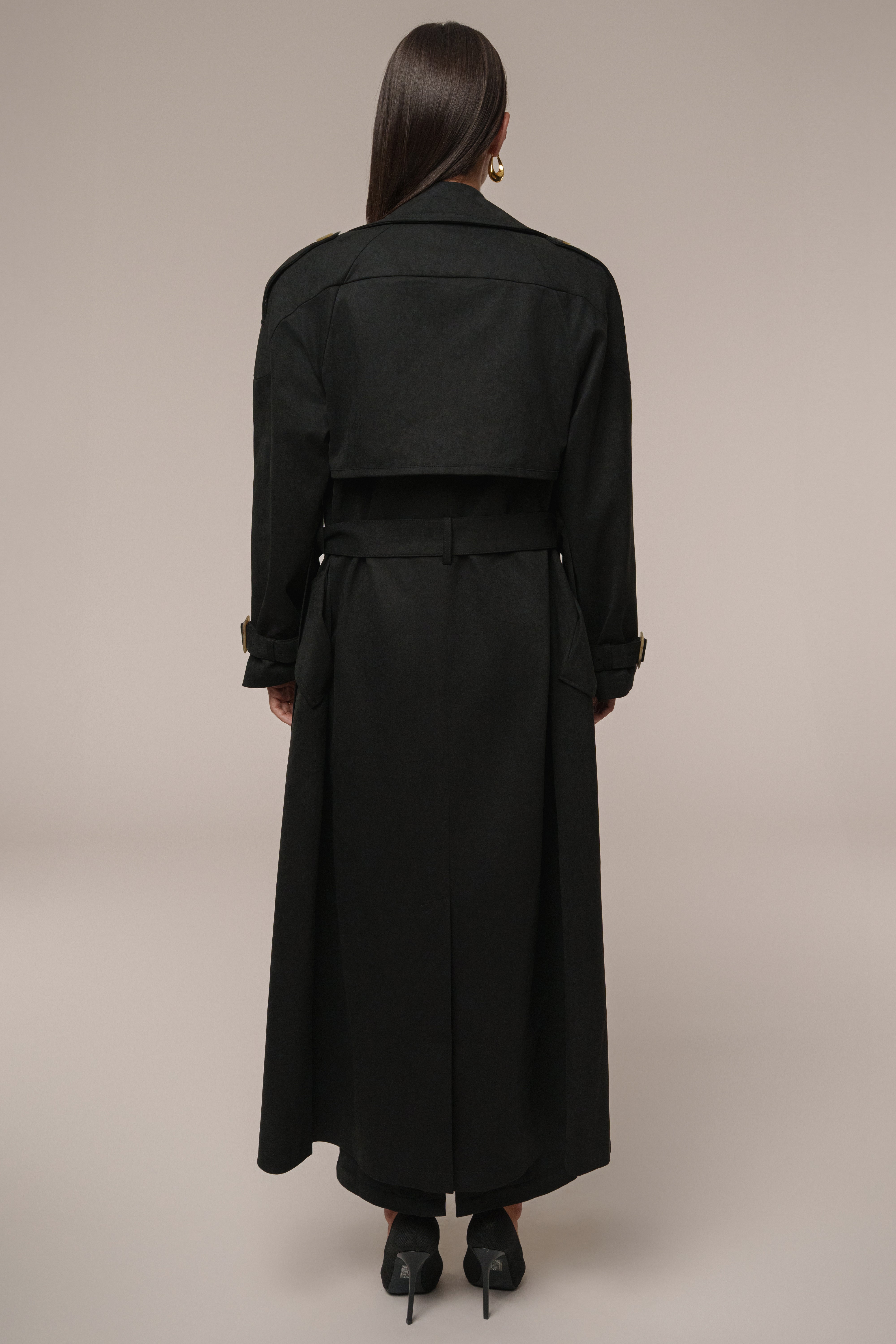 Black Elite Suede Coat - JLUXLABEL