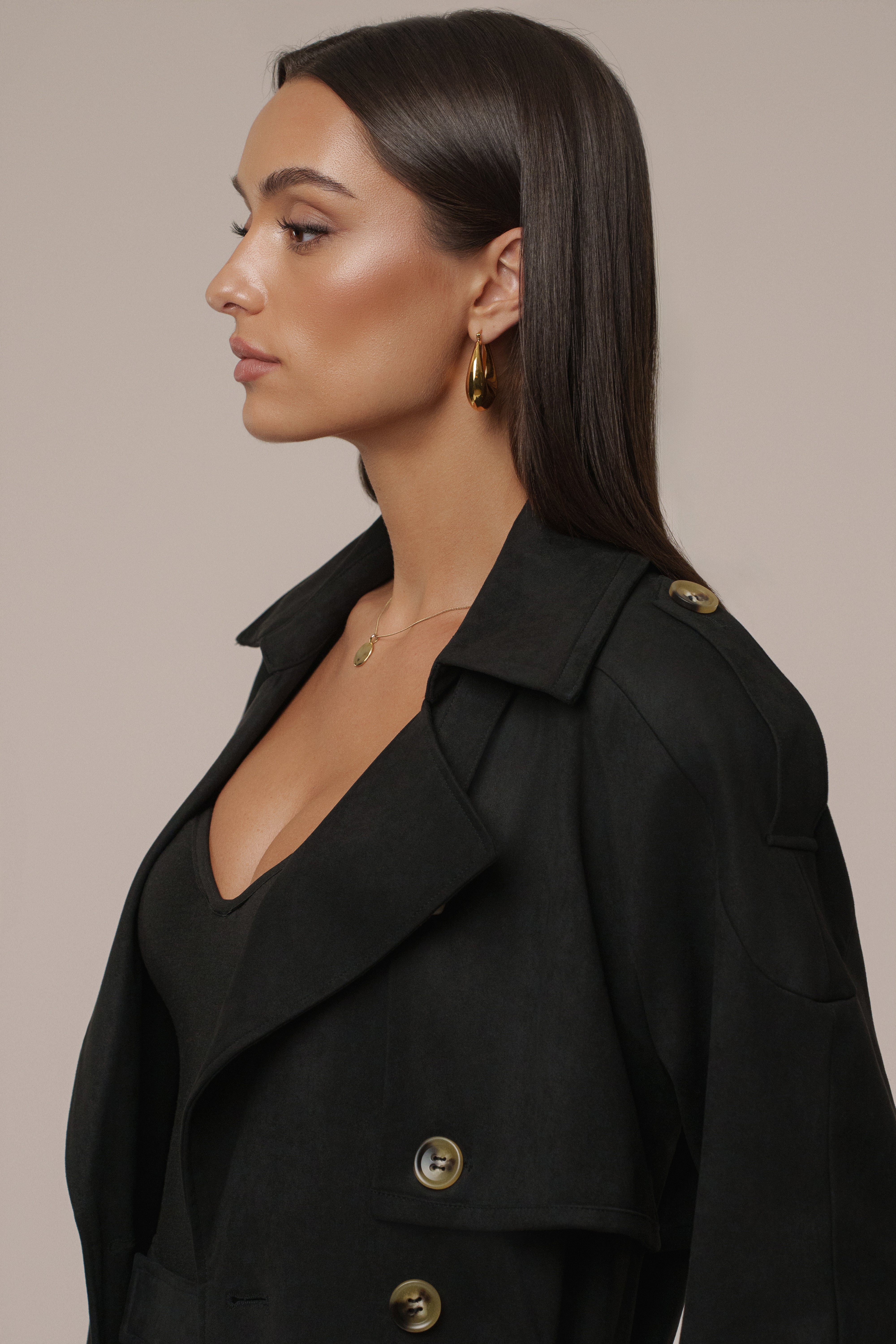 Black Elite Suede Coat - JLUXLABEL