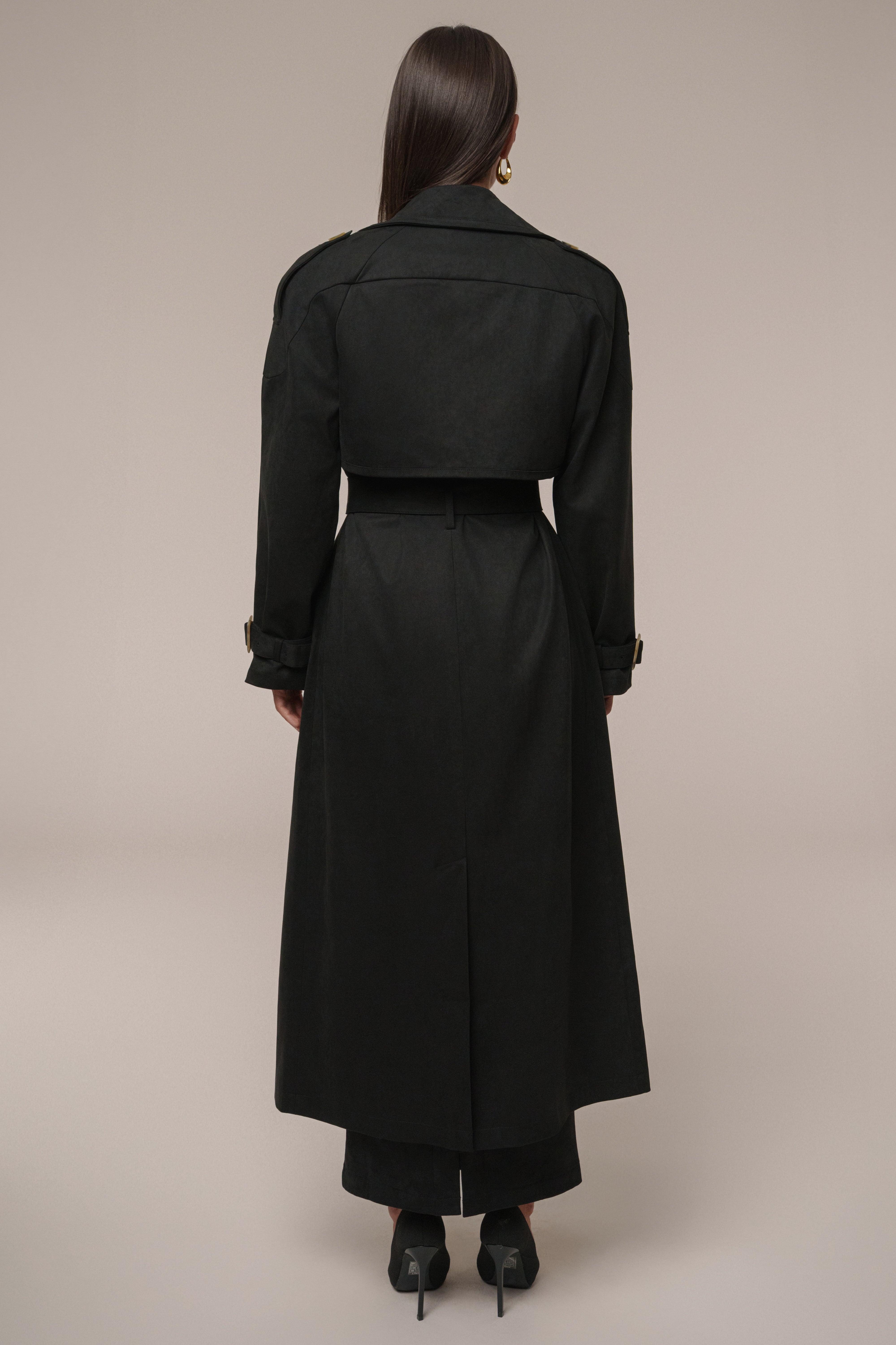 Black Elite Suede Coat - JLUXLABEL