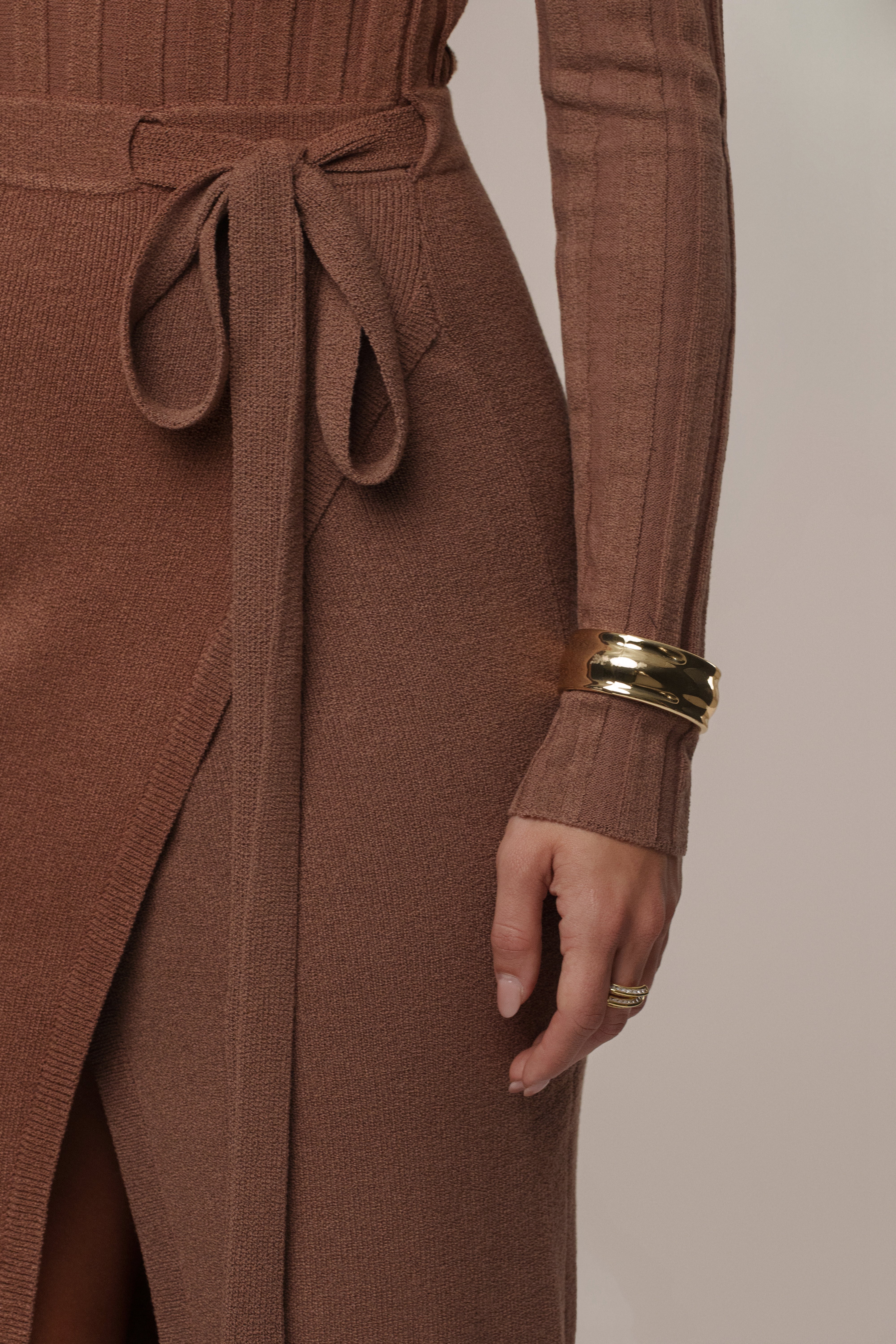 Chocolate Emma Knit Maxi Dress - JLUXLABEL