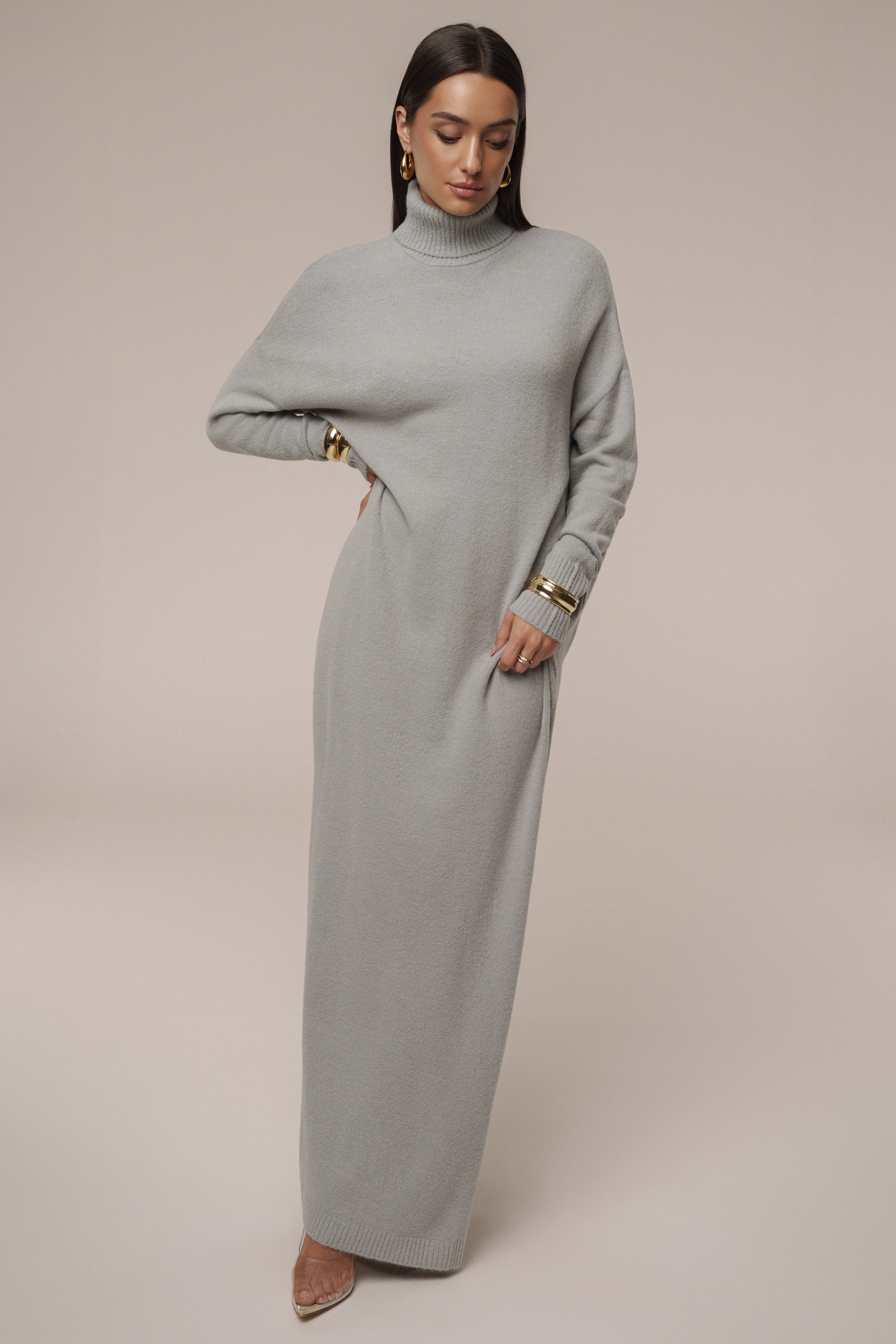 Grey Hartley Knit Maxi Dress - JLUXLABEL