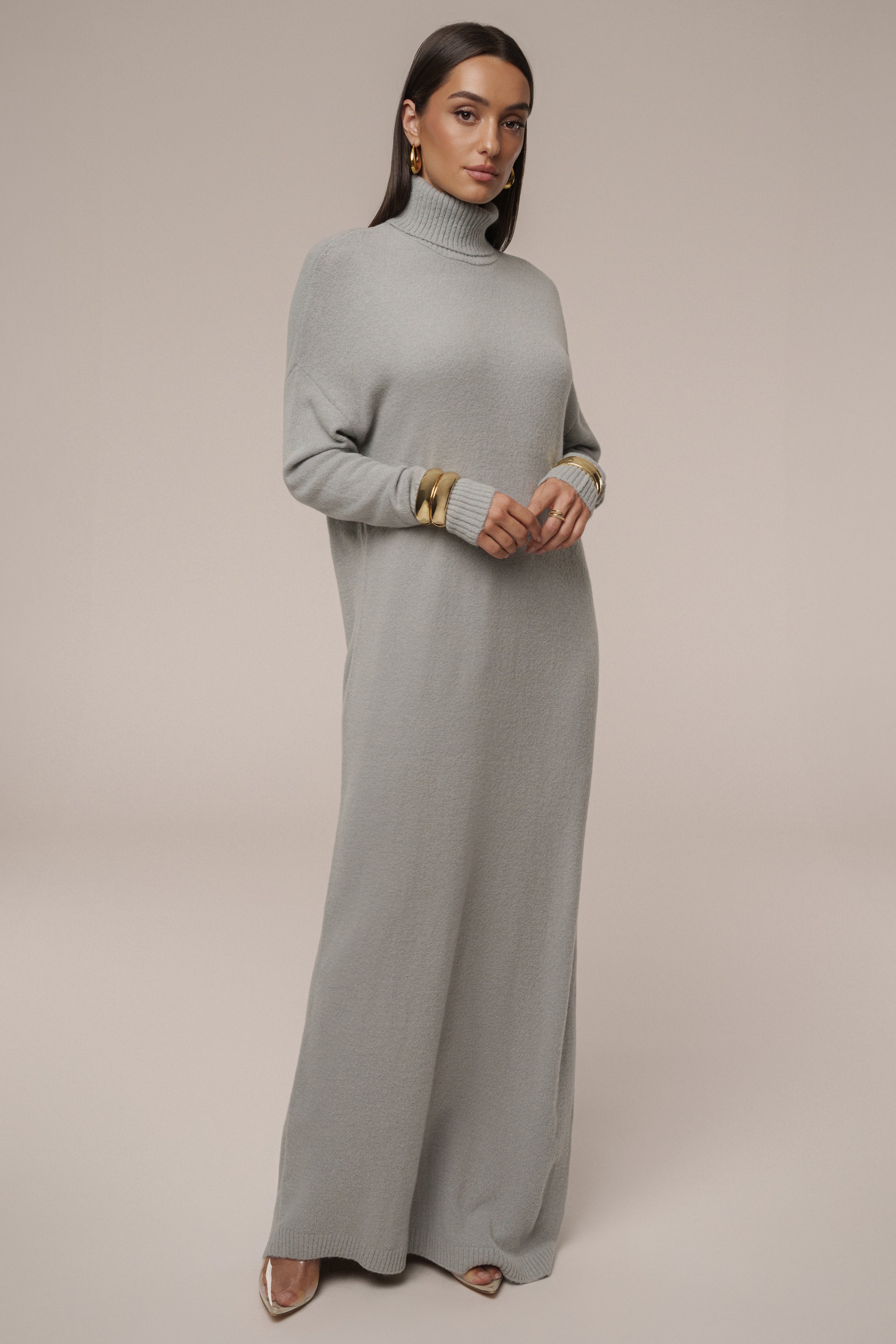 Grey Hartley Knit Maxi Dress - JLUXLABEL