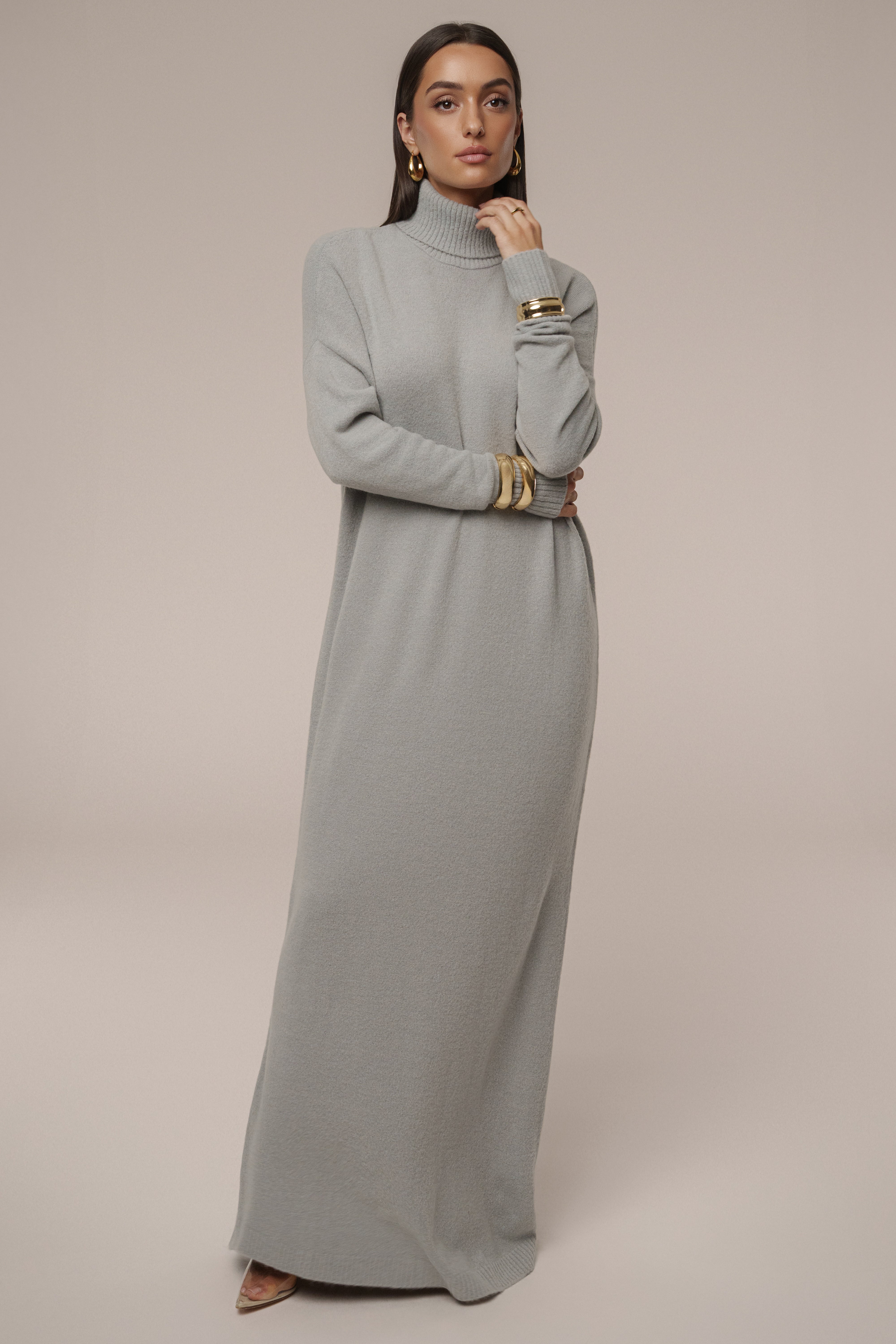 Grey Hartley Knit Maxi Dress - JLUXLABEL