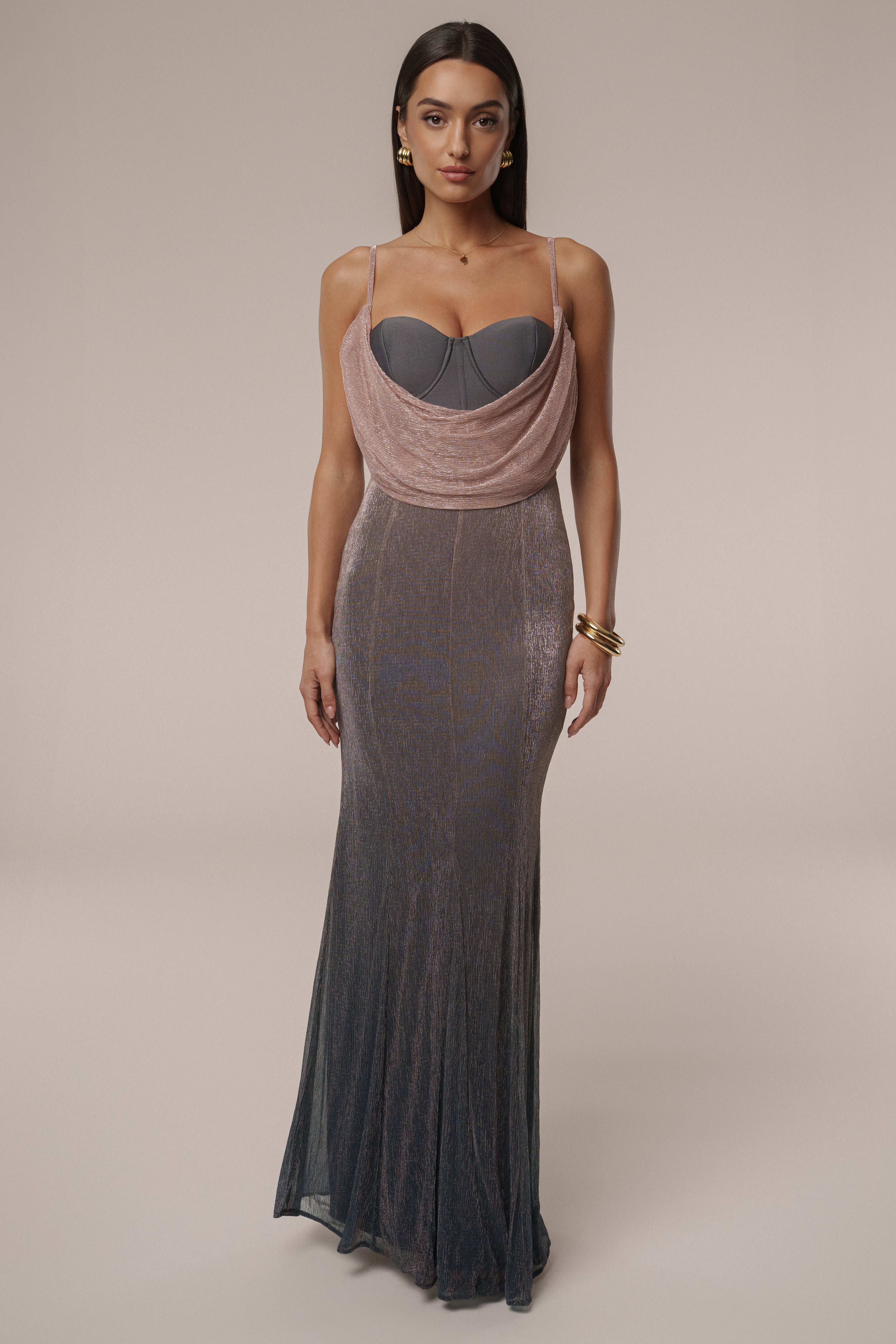 Pink Dusk Shimmery Nights Maxi Dress - JLUXLABEL