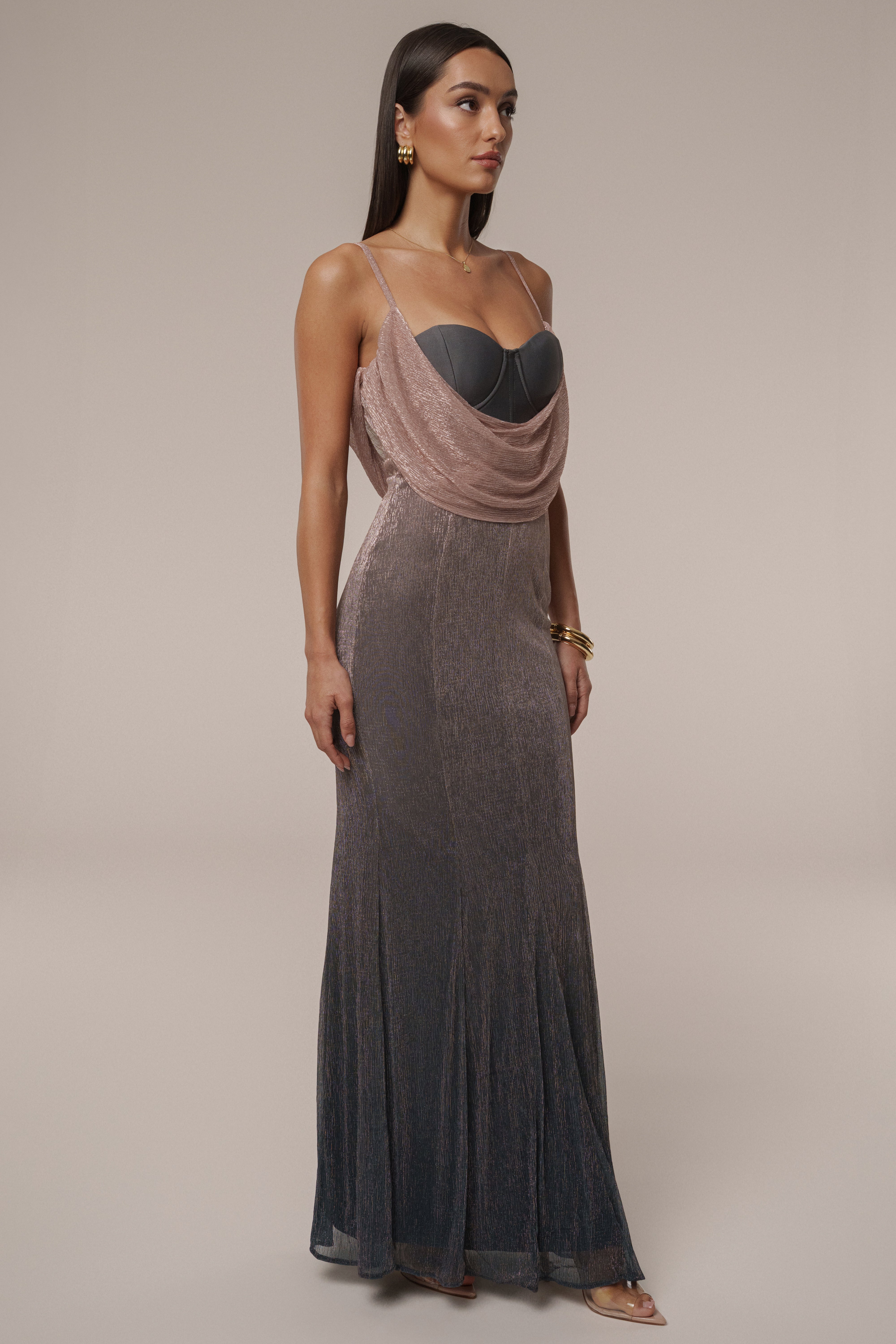 Pink Dusk Shimmery Nights Maxi Dress - JLUXLABEL