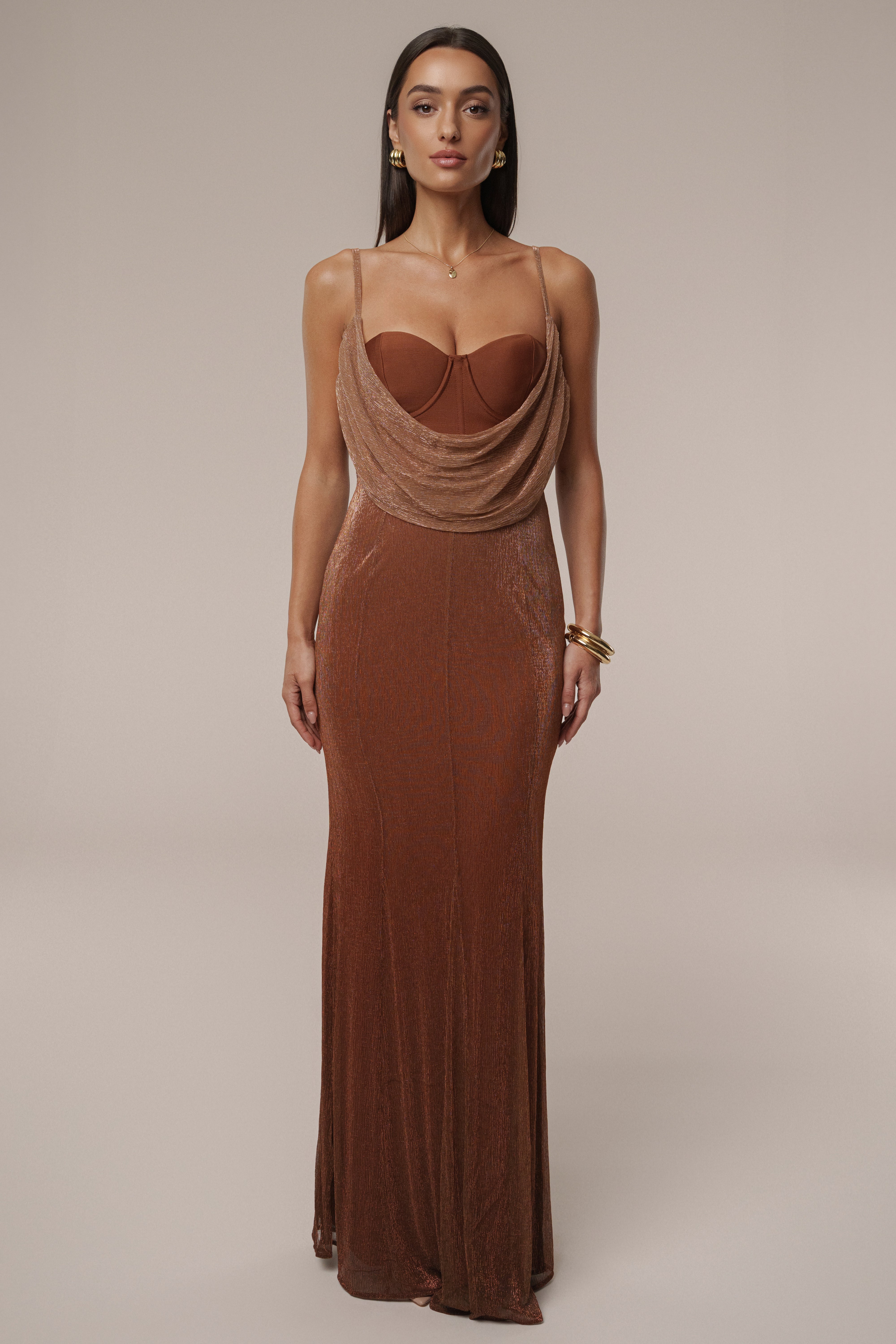 Gold Shimmery Nights Maxi Dress - JLUXLABEL
