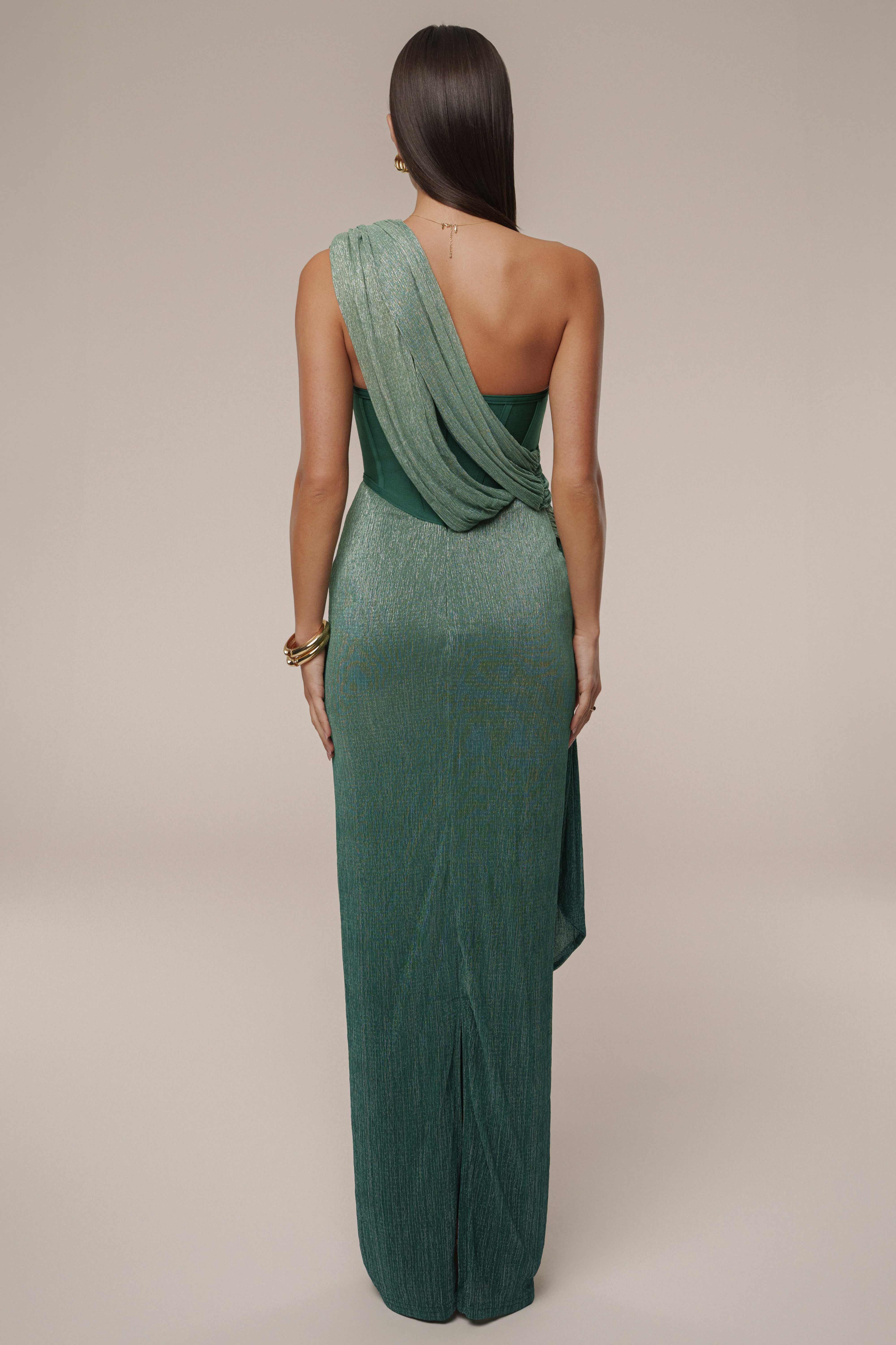 PRE-ORDER Green Celestina Draped Maxi Dress - JLUXLABEL