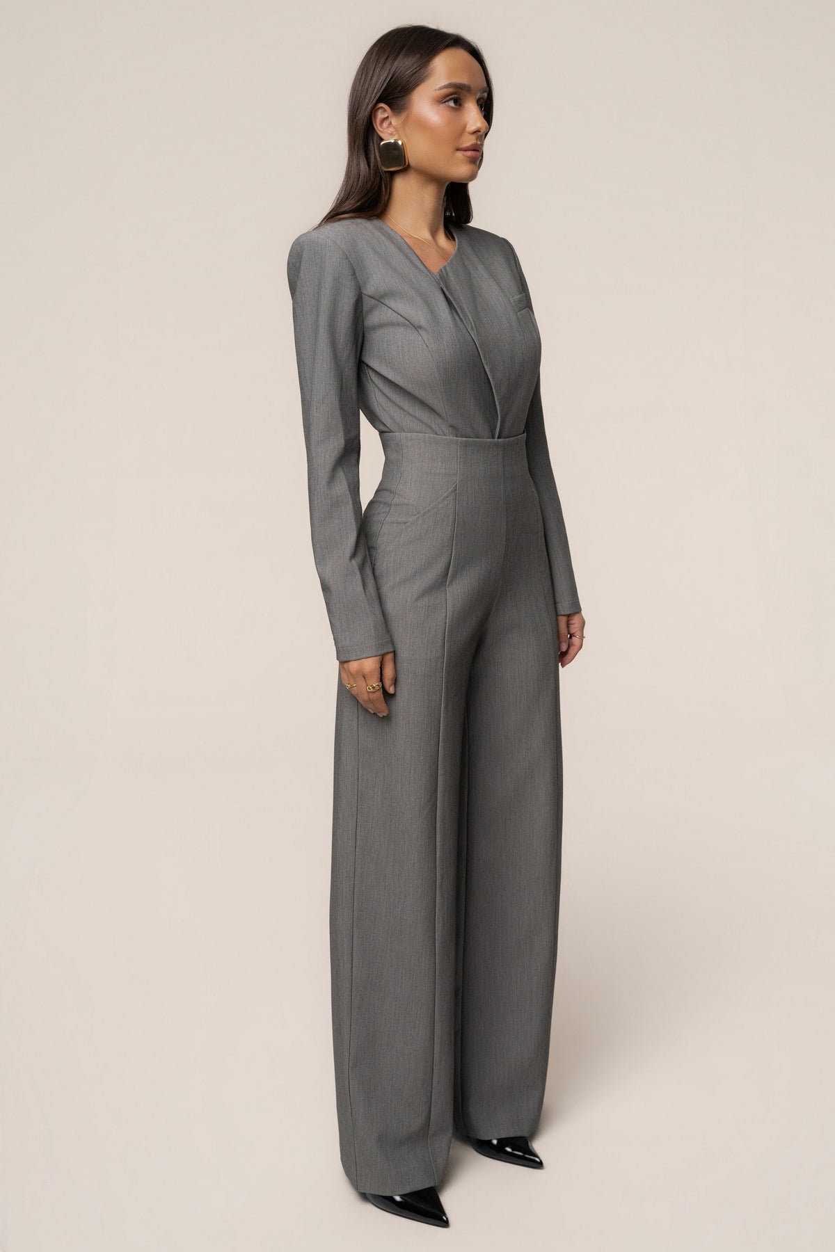 Heather Grey Power Move High Waist Trouser