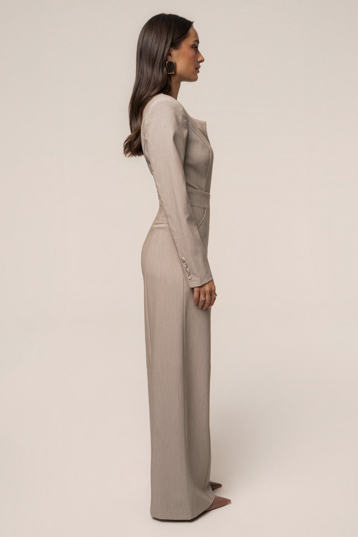 Heather Beige Power Move High Waist Trouser