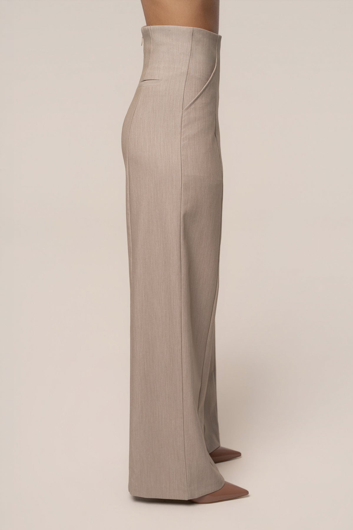 Heather Beige Power Move High Waist Trouser