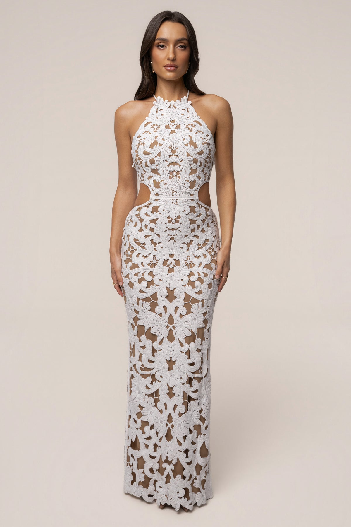 Ivory Chateau Lace Maxi Dress - JLUXLABEL