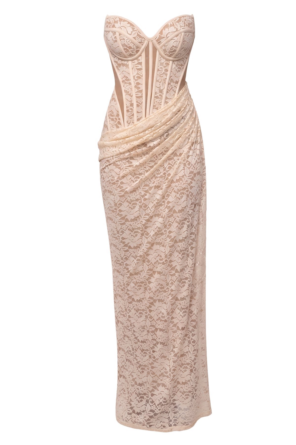 Cream Main Event Lace Corset Dress