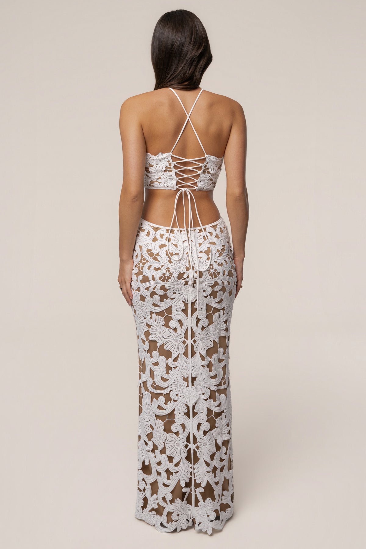 Ivory Chateau Lace Maxi Dress - JLUXLABEL