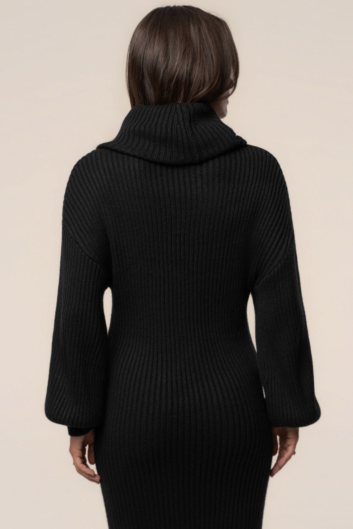 Black Coffee Run Turtleneck Dress - JLUXLABEL
