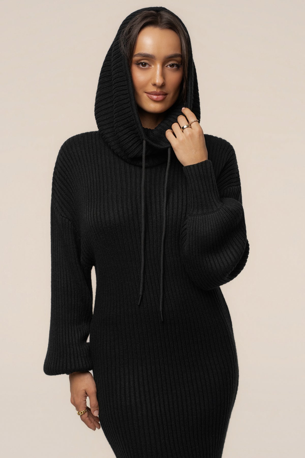 Black Coffee Run Turtleneck Dress - JLUXLABEL